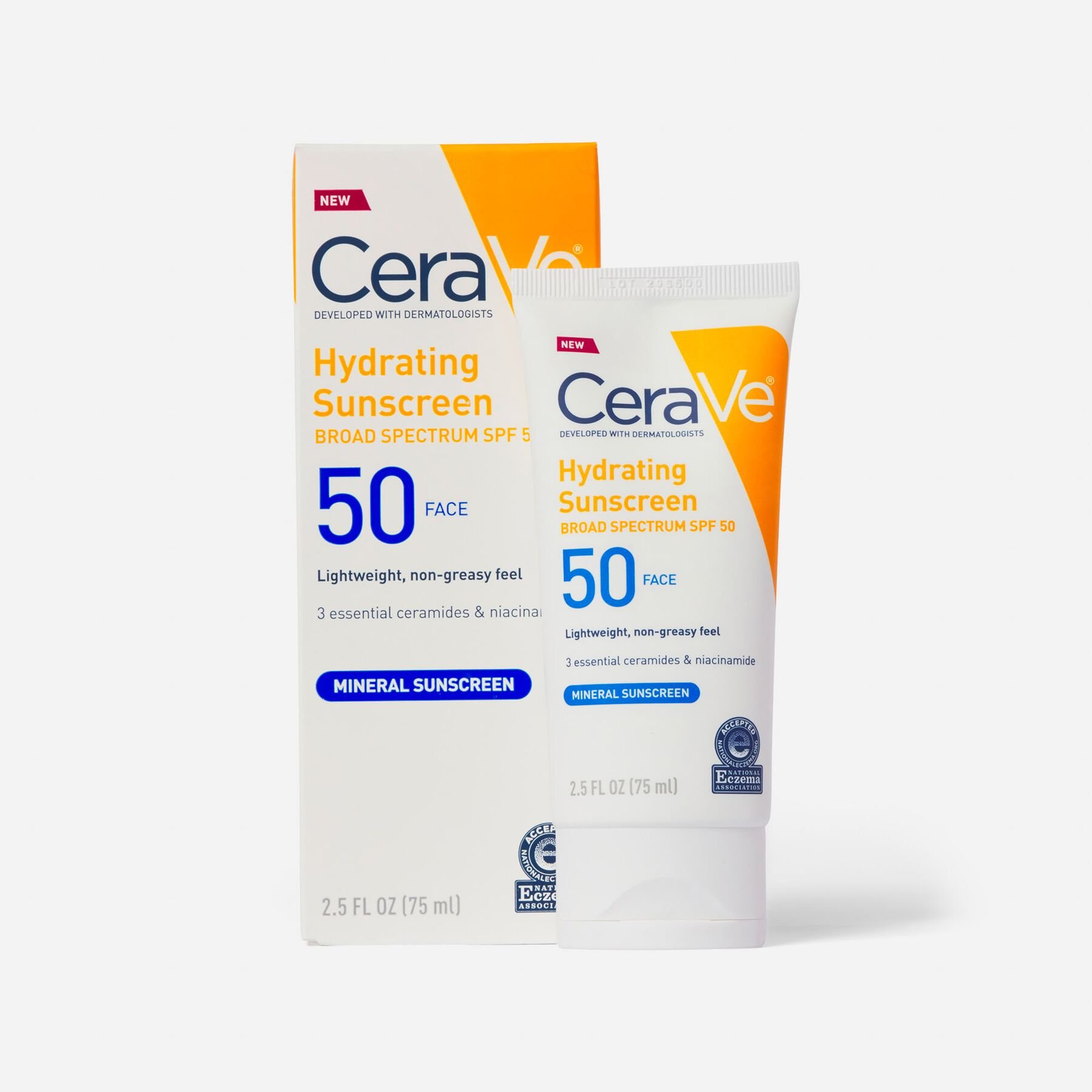 HSA Eligible CeraVe Hydrating Mineral Face Sunscreen, SPF 50, 2.5 fl oz
