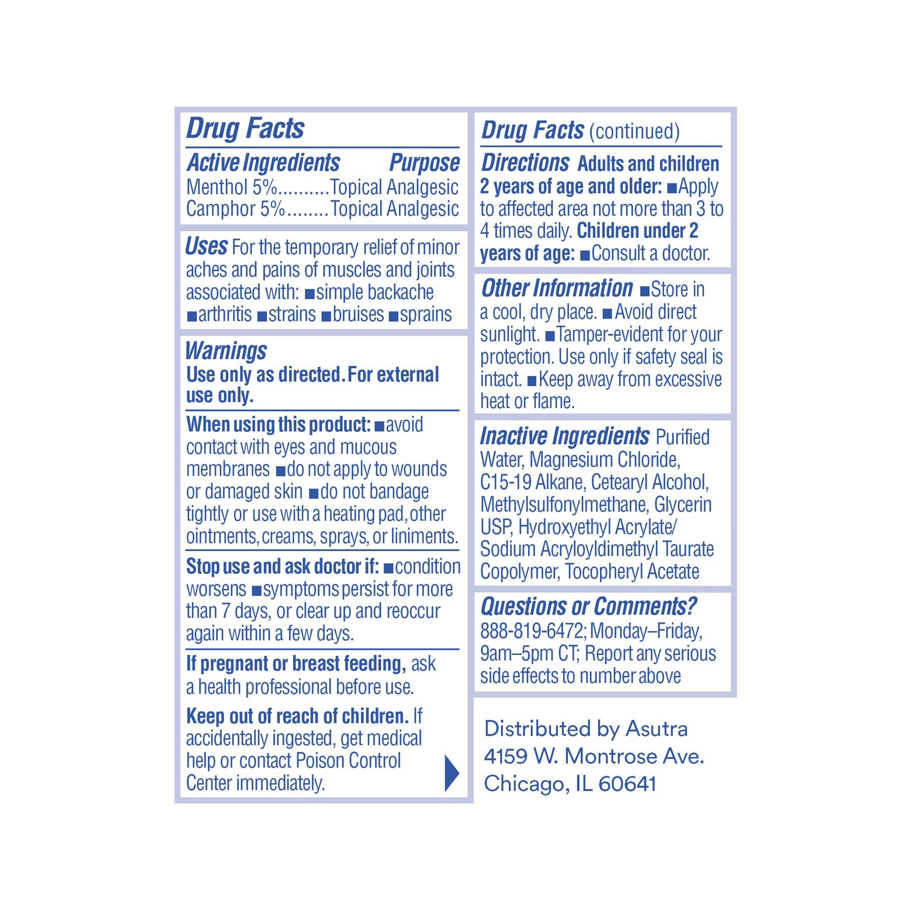 HSA Eligible Asutra Recovery Roll On with Menthol, Camphor, and ...