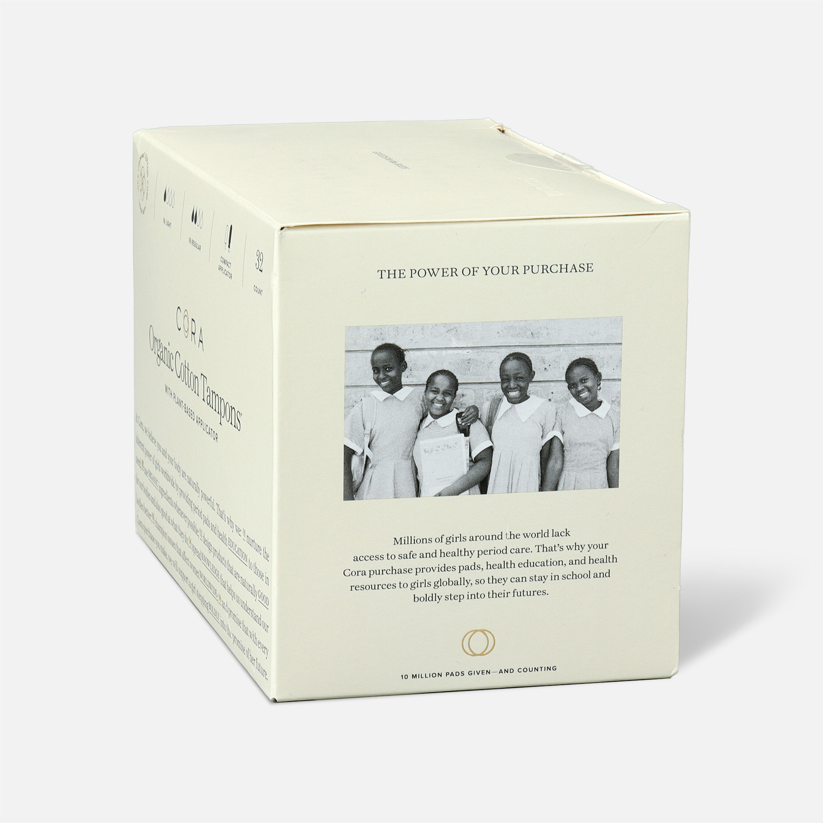 Cora Organic Cotton Applicator Tampons, Light/Regular, 32ct