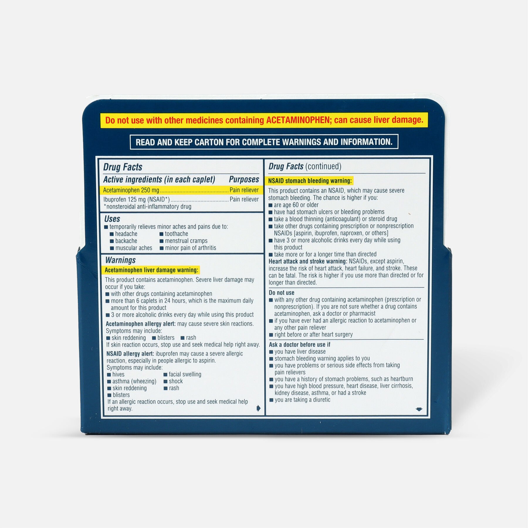 HSA Eligible Advil Dual Action Coated Tablets, Acetaminophen