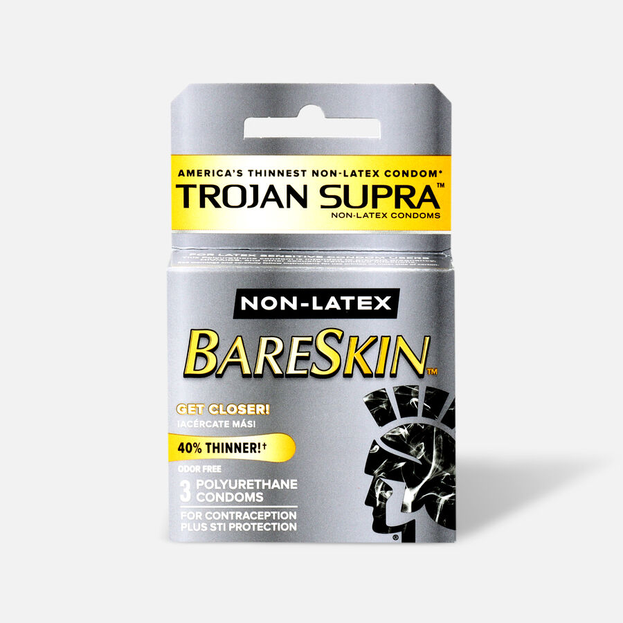 Trojan Supra Premium Non Latex Condoms, Microsheer Polyurethane, 3 ct., , large image number 0