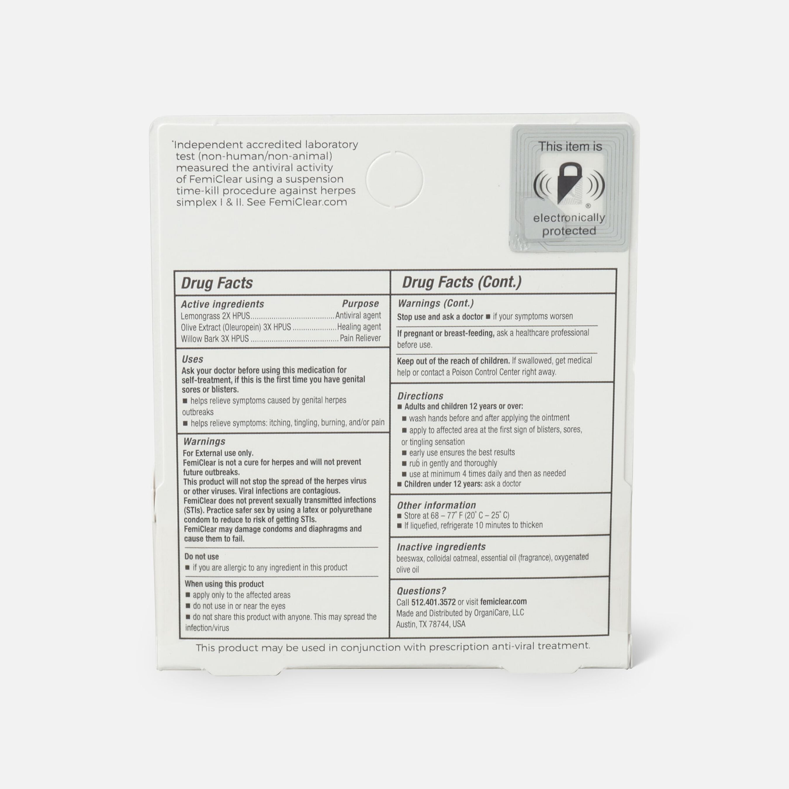 FemiClear Genital Herpes Ointment, MultiSymptom, .5 oz.