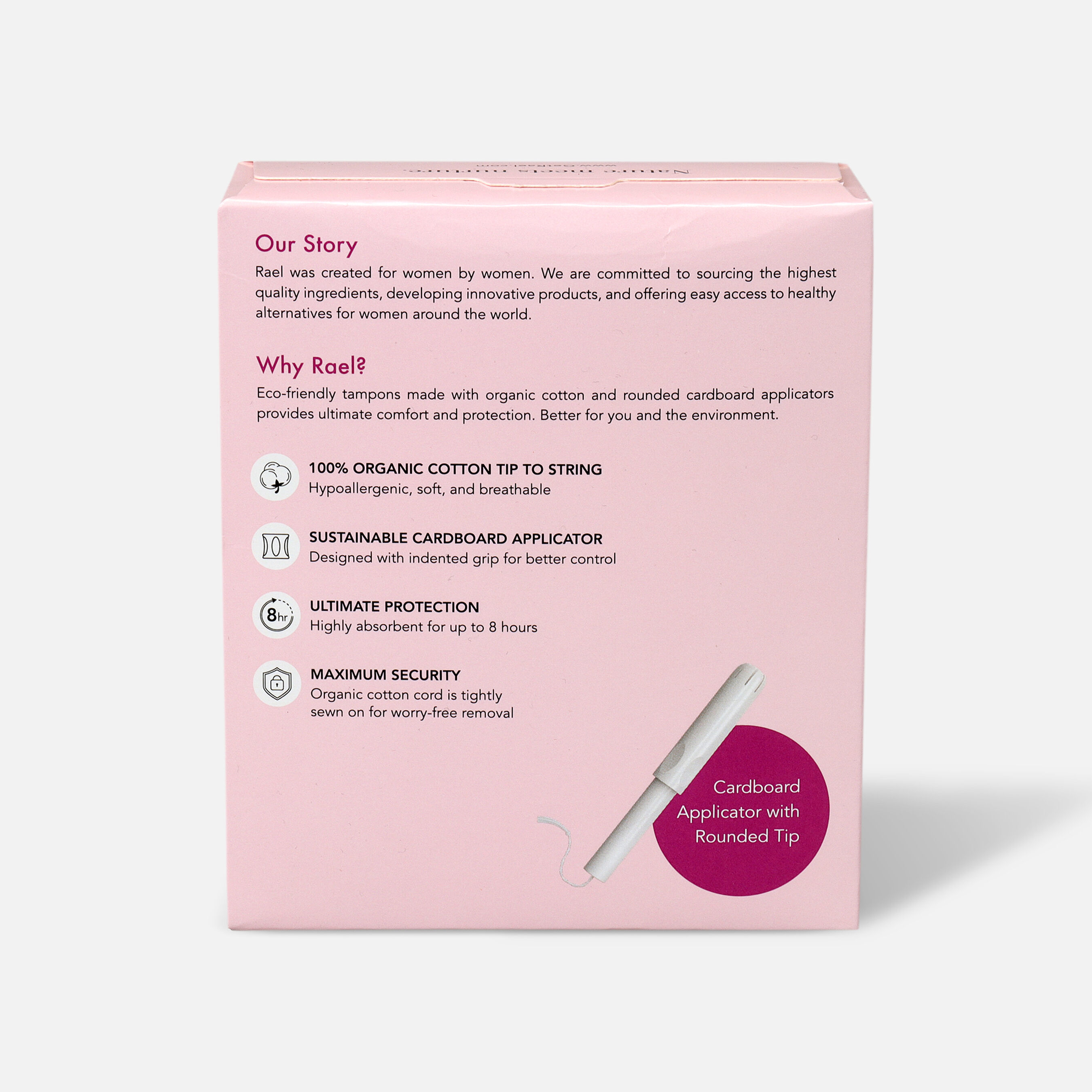 Rael Organic Cotton Tampons with Cardboard Applicator