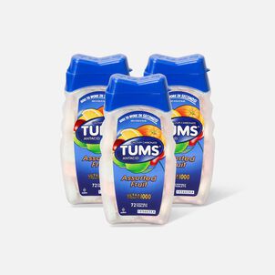 TUMS Ultra Strength Assorted Fruit Antacid Chewable Tablets for Heartburn Relief, 72 ct. (3-Pack)