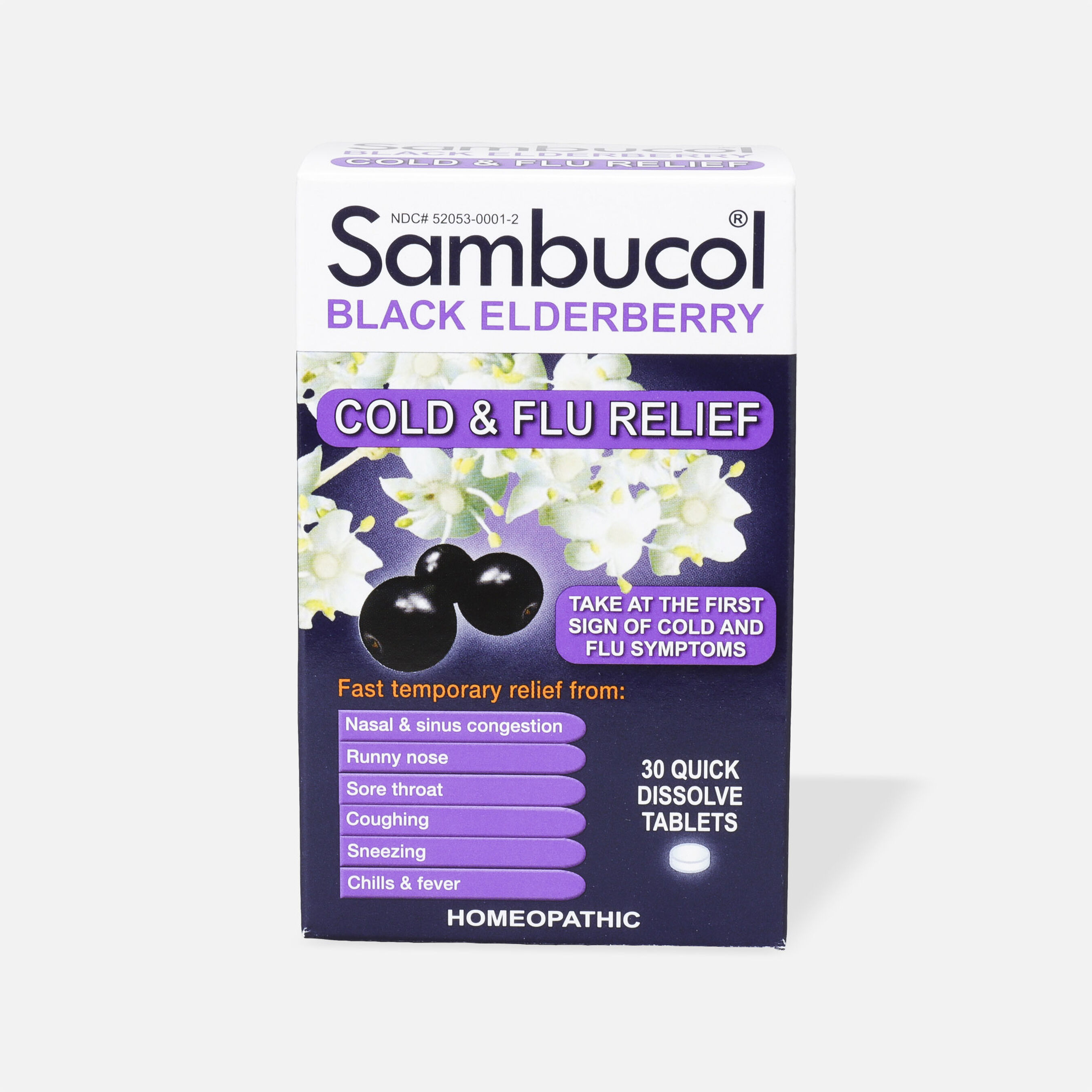 Sambucol Black Elderberry Cold and Flu Relief Tablets, 30 ct