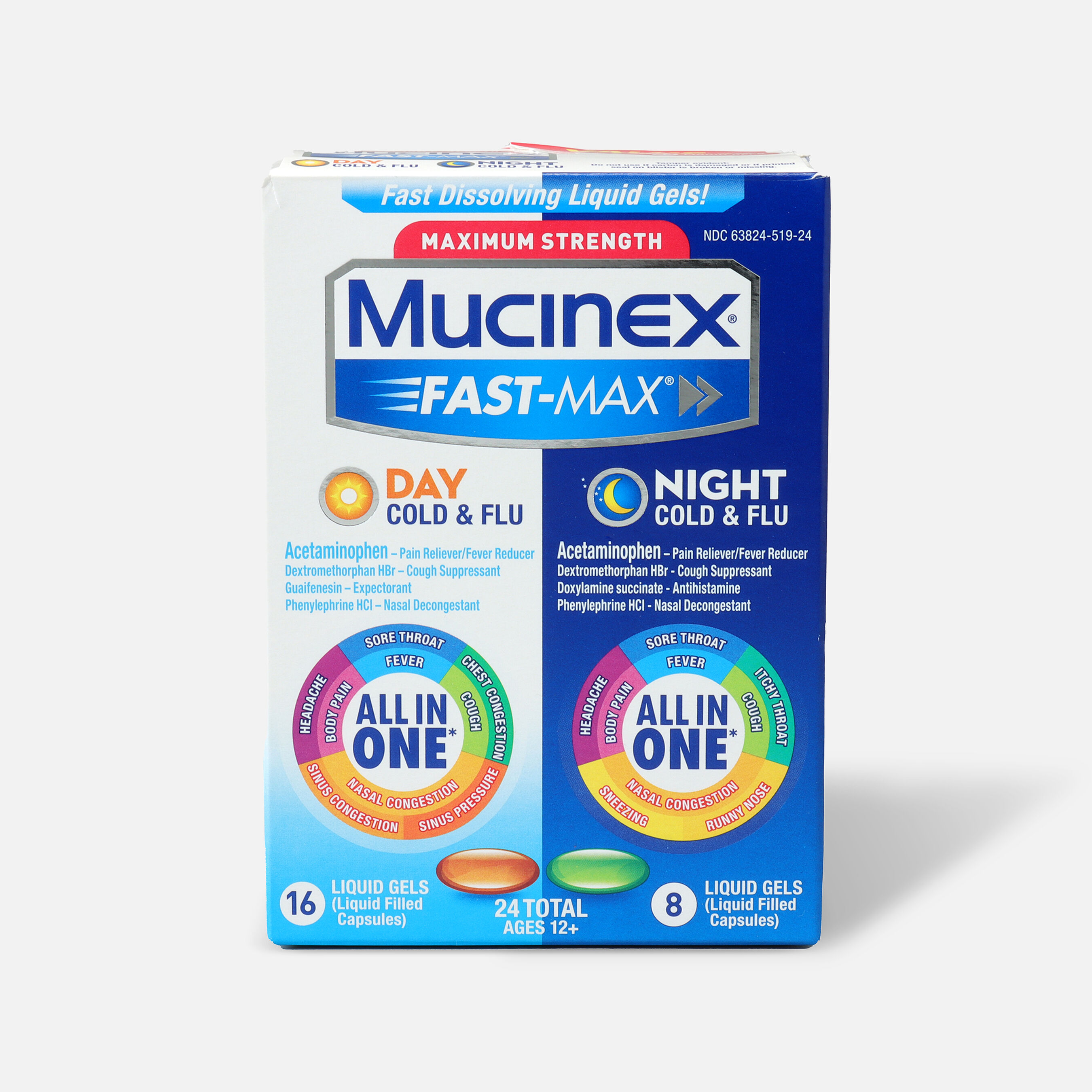 Mucinex Fast Max Liquid Gels Day Night Cold And Flu 24 Ct