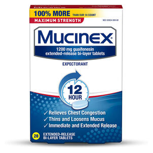 Mucinex Maximum Strength 12-Hour Chest Congestion Expectorant Tablets, 28 ct.