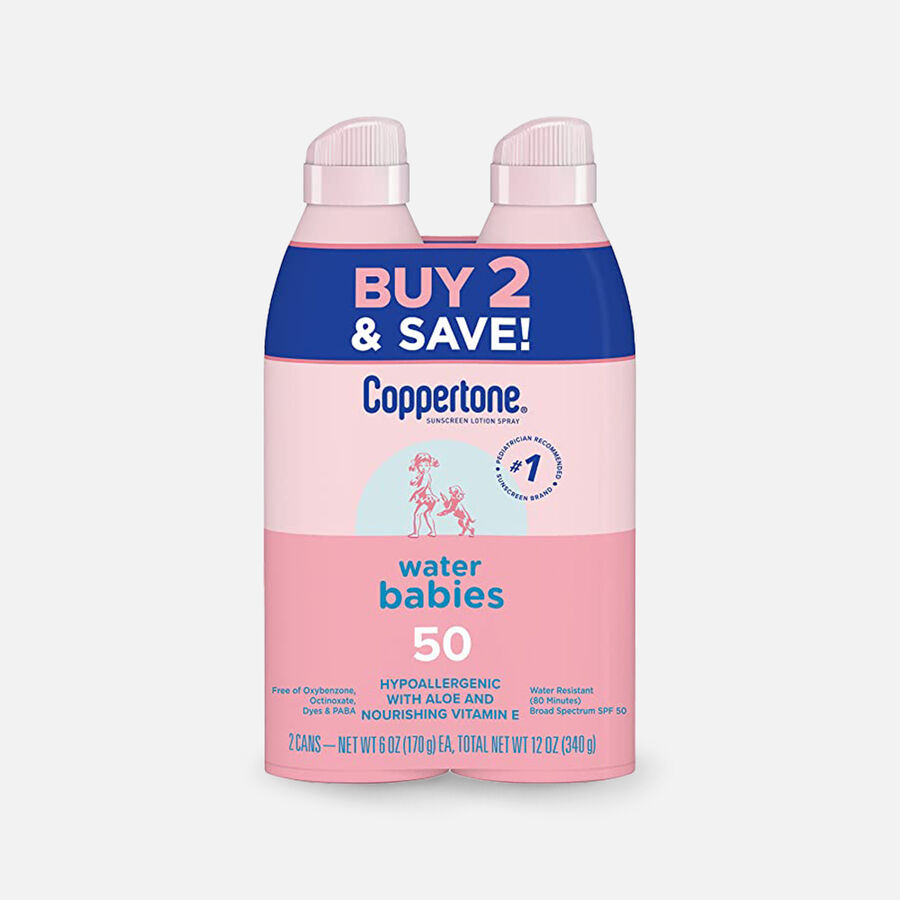 Coppertone Water Babies Sunscreen Spray SPF 50, 12 oz. - Twin Pack, , large image number 0