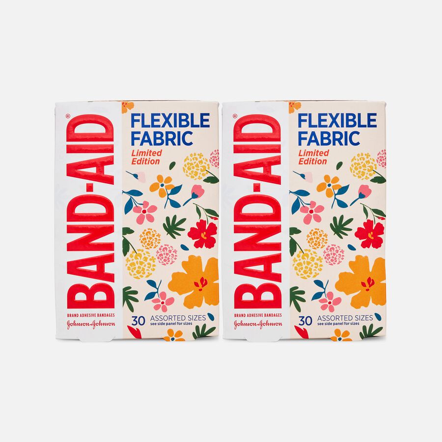 Band-Aid Decorated Flexible Fabric Assorted 30 ct., Wildflower (2-Pack), , large image number 0