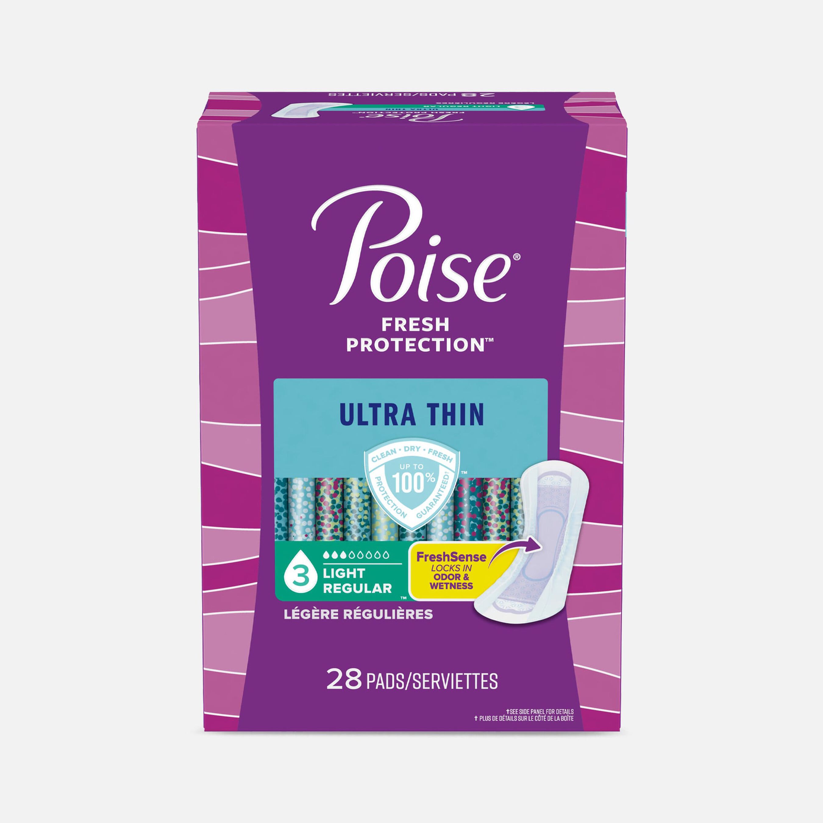 HSA Eligible Poise Ultra Thin Incontinence Pads, Light Absorbency