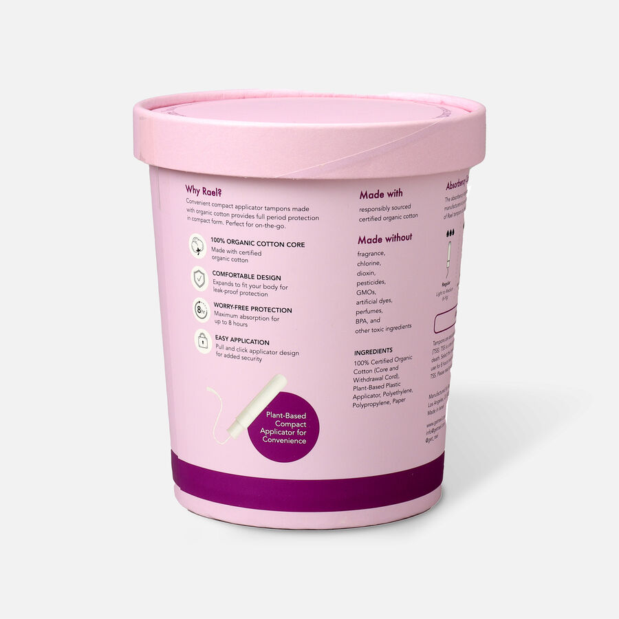 HSA Eligible Rael Organic Cotton Core Tampons with Plant Based Compact