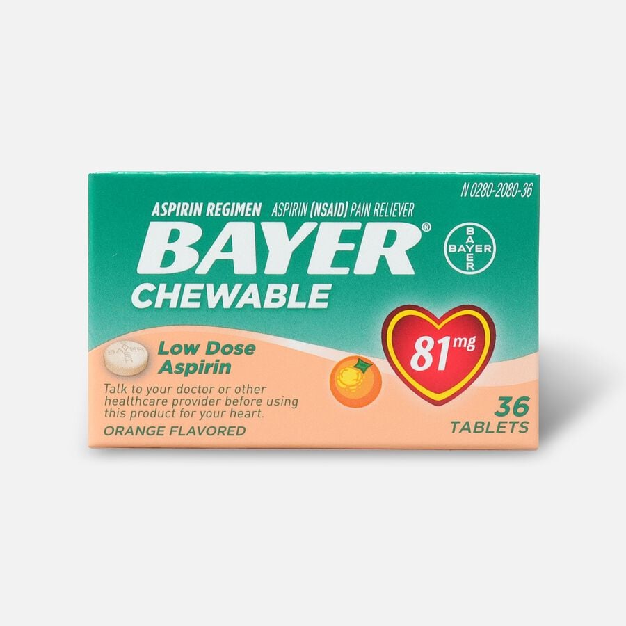 Bayer, Chewable Low Dose Aspirin, 81 mg Tablets, Orange, 36 ct., , large image number 0