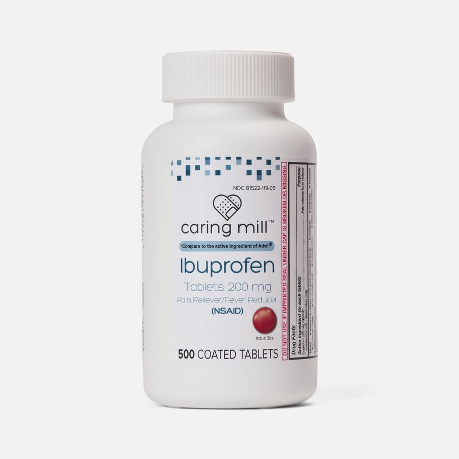 Caring Mill™ Ibuprofen Pain Reliever / Fever Reducer (NSAID) Brown Coated Tablets, , large image number 1