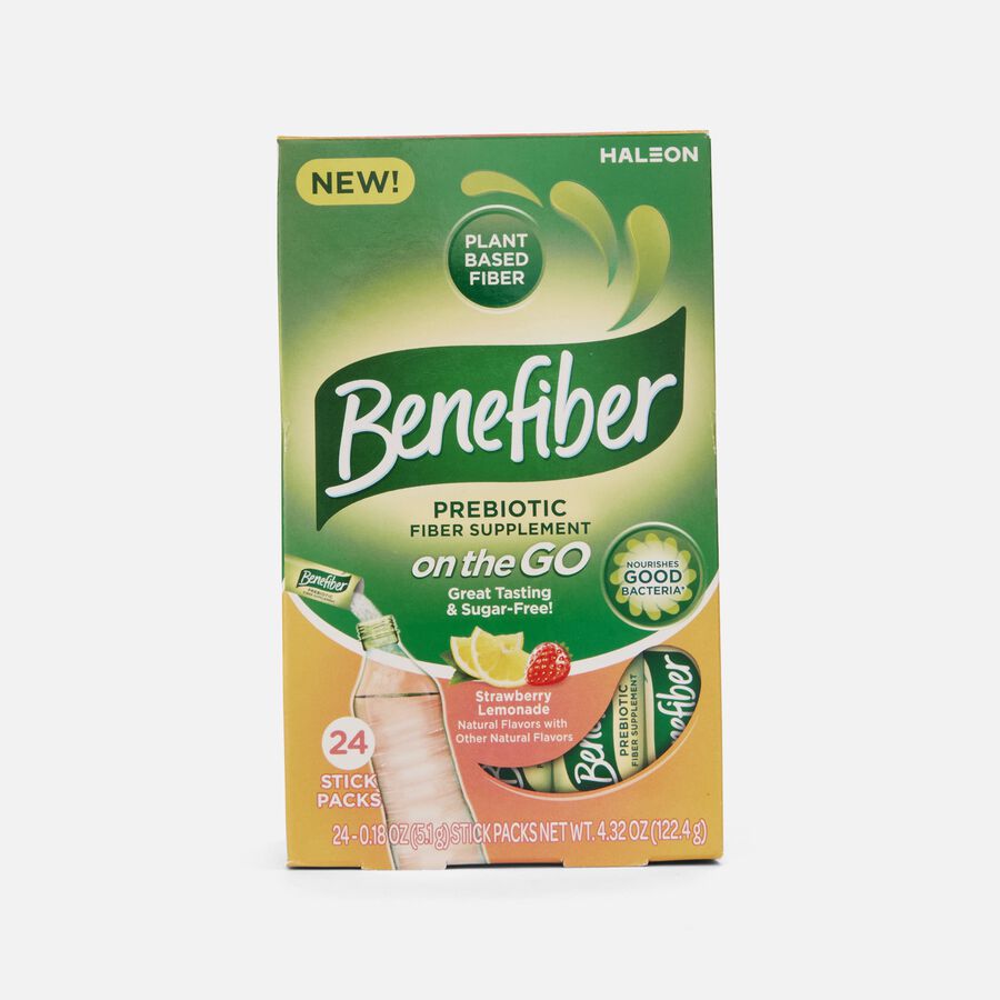 Benefiber On The Go Prebiotic Daily Fiber Supplement Powder Sticks, Strawberry Lemonade, 24 ct., , large image number 0