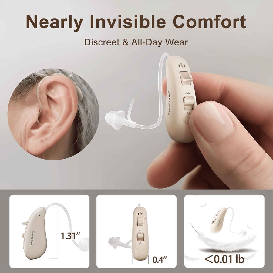Ceretone Solid Rechargeable Behind-the-Ear OTC Hearing Aids, Pair, , large image number 3