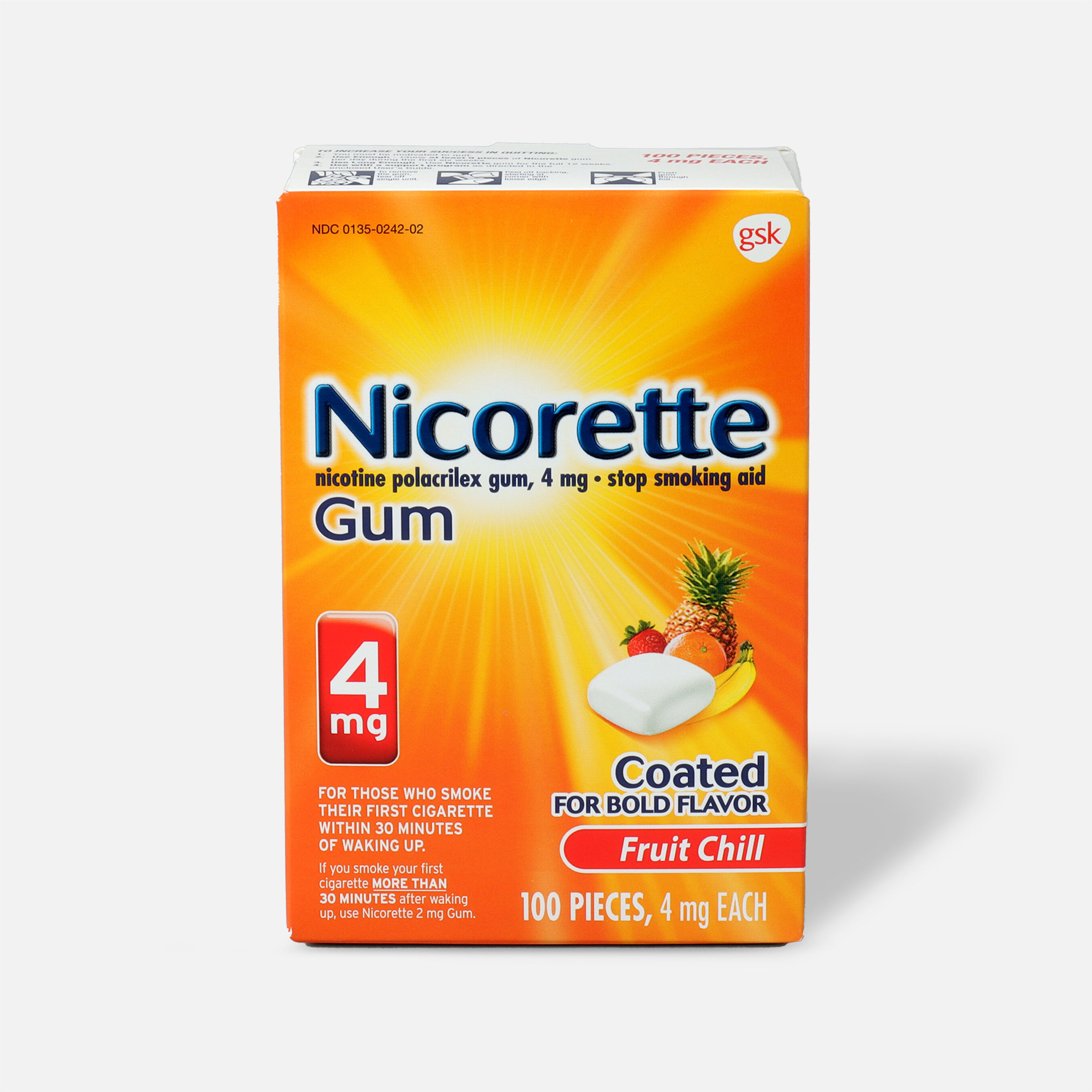 Nicorette Gum Fruit Chill, 4mg, 100 ct
