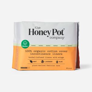 The Honey Pot 100% Organic Top Sheet Incontinence Herbal Pantiliner, 20 ct.