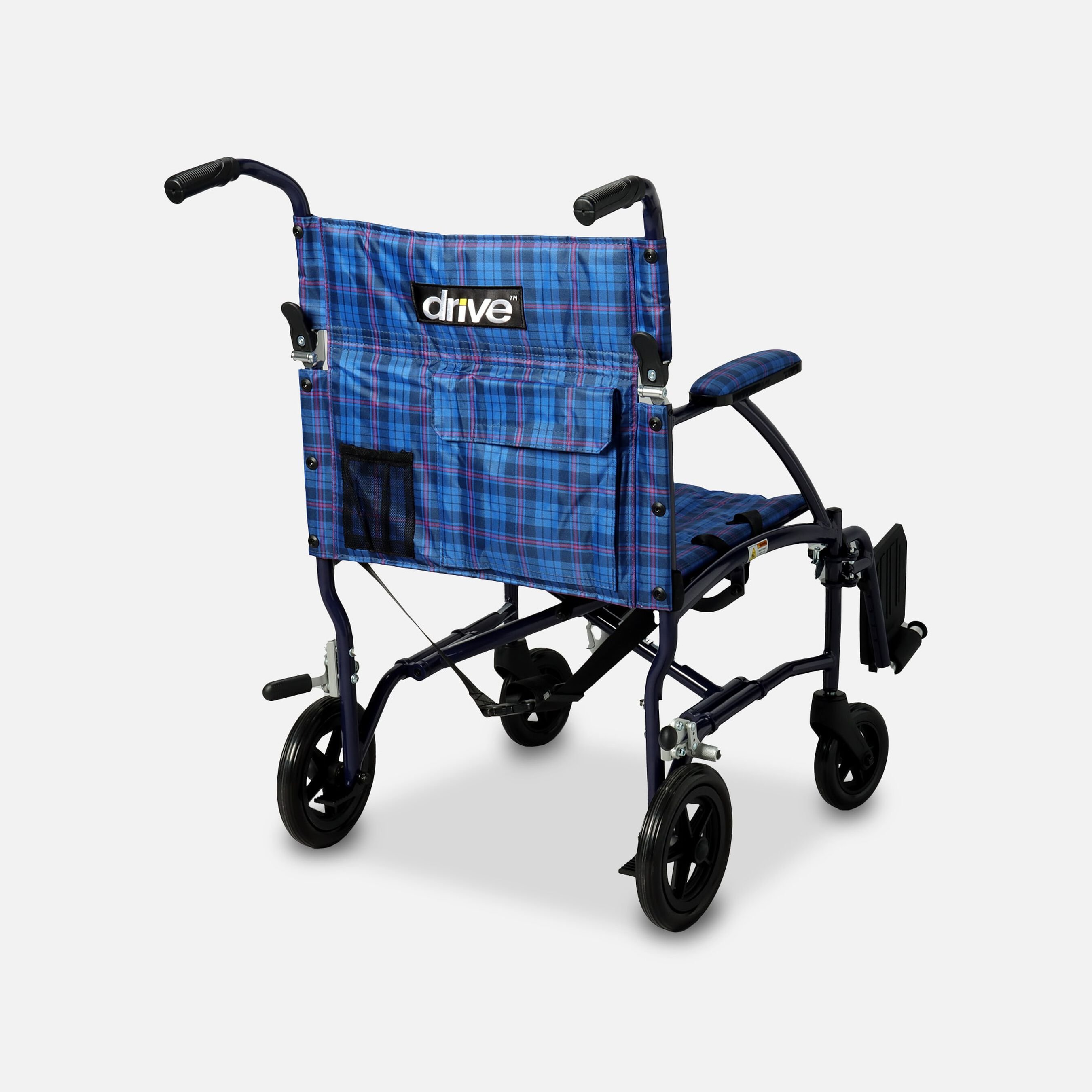 Drive FlyLite Ultra Lightweight Aluminum Transport Chair, 19", Blue