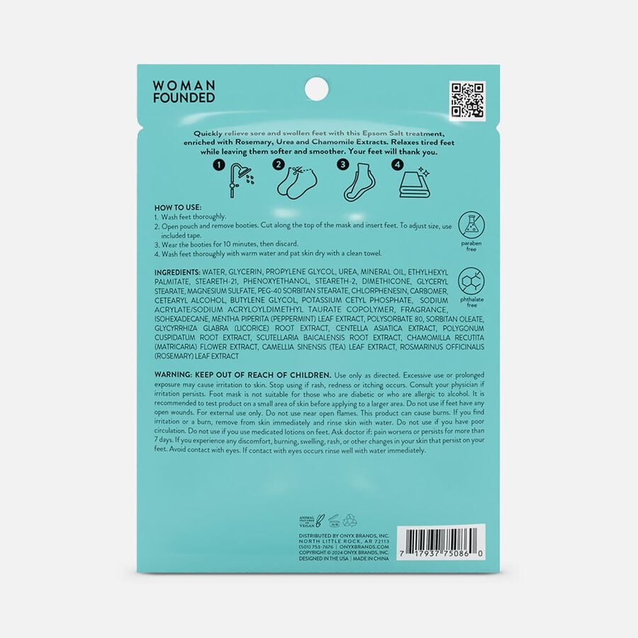 ONYX Foot Rescue Epsom Salt Foot Mask, 1 pair, , large image number 1