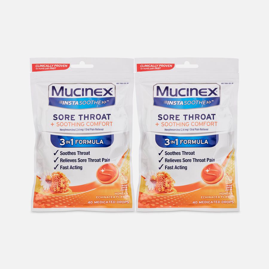Mucinex InstaSoothe™ Sore Throat + Soothing Comfort - Honey & Echinacea, 40 ct. (2-Pack), , large image number 0
