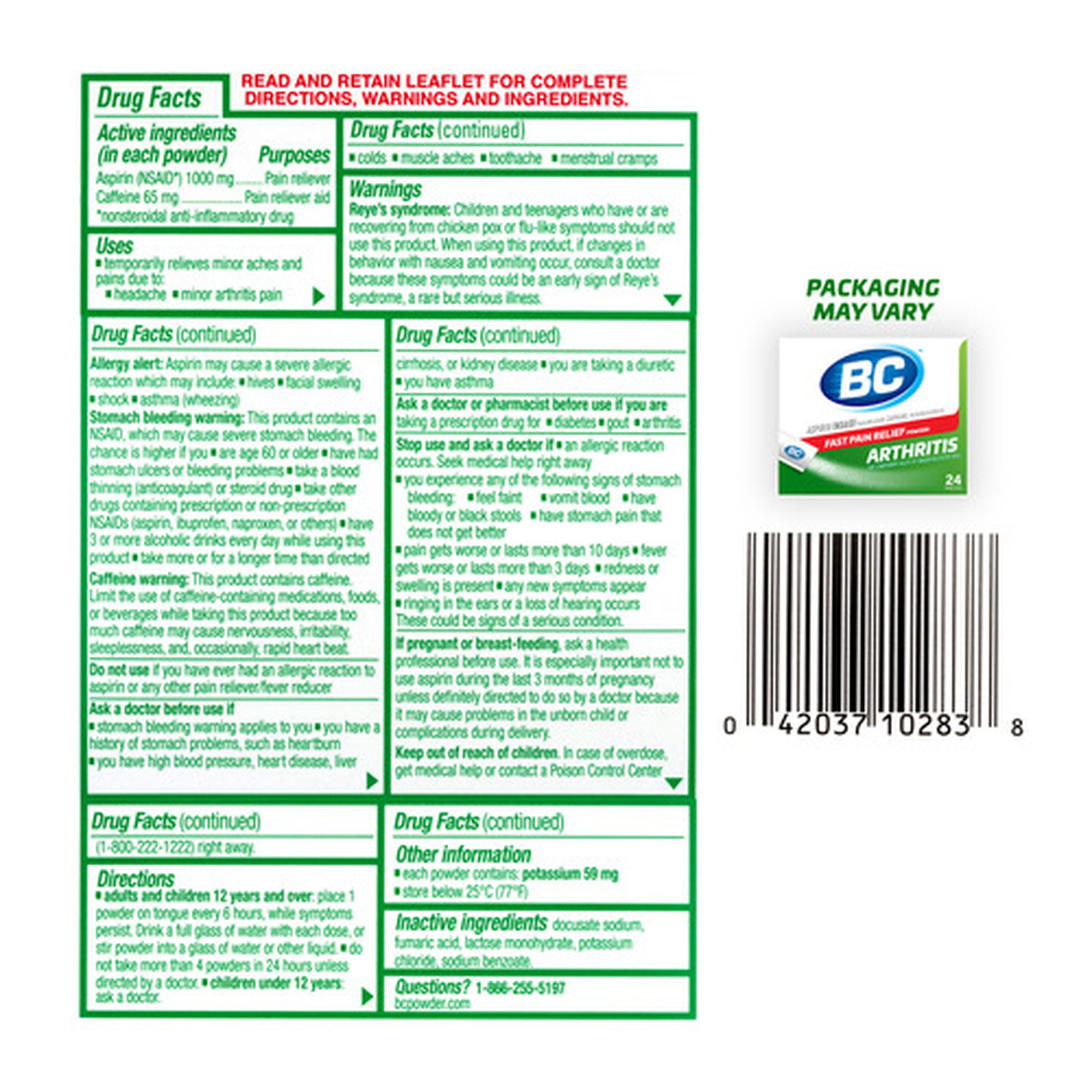 BC Powder, Arthritis Strength, 24ct.
