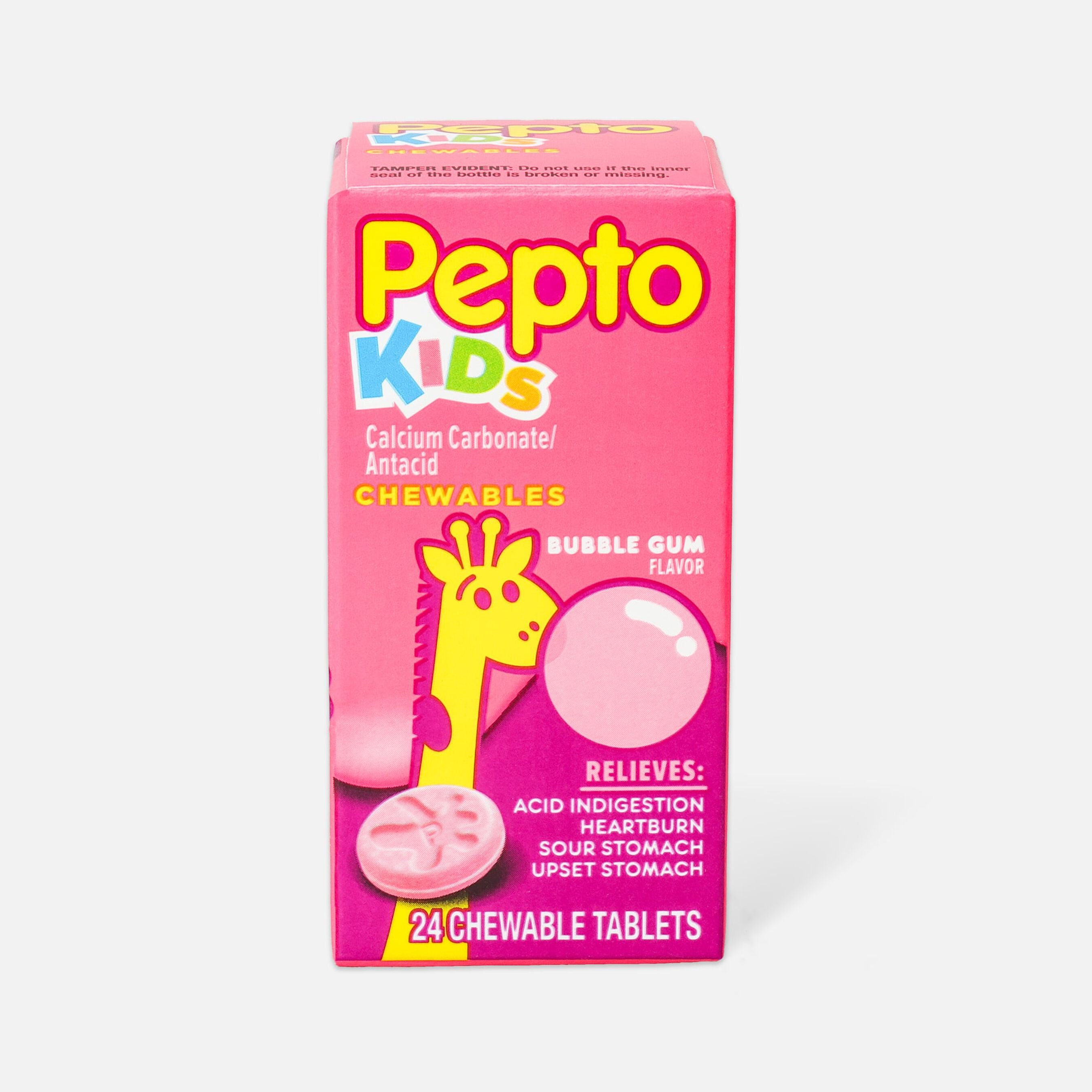 HSA Eligible Pepto Kids Antacid Chewable Tablets, Bubble Gum, 24 ct