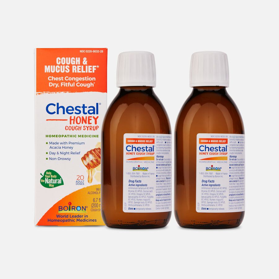 Boiron Chestal Honey Cough & Chest Congestion, Multi-Symptom Formula for Dry & Productive Cough, 6.7 fl oz. (2-Pack), , large image number 0