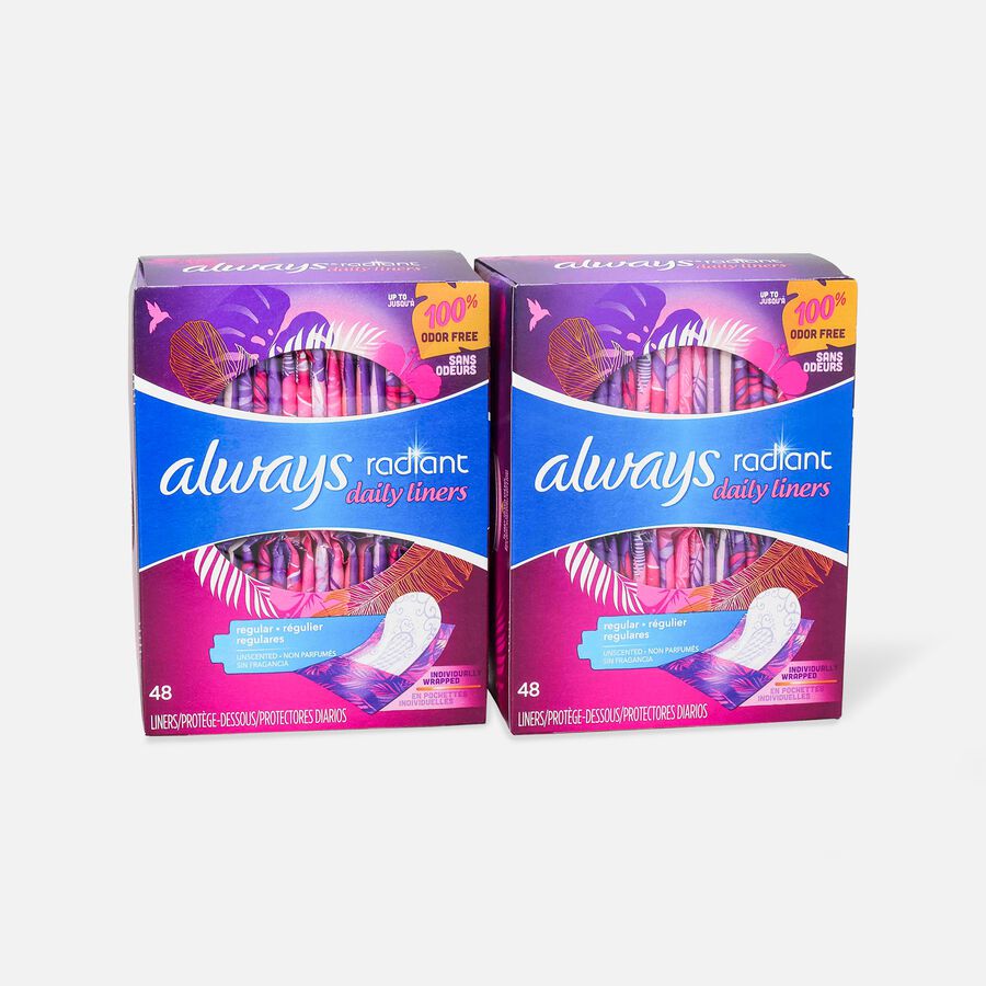 Always Radiant Daily Liners Regular Absorbency Unscented, 96 ct., , large image number 2