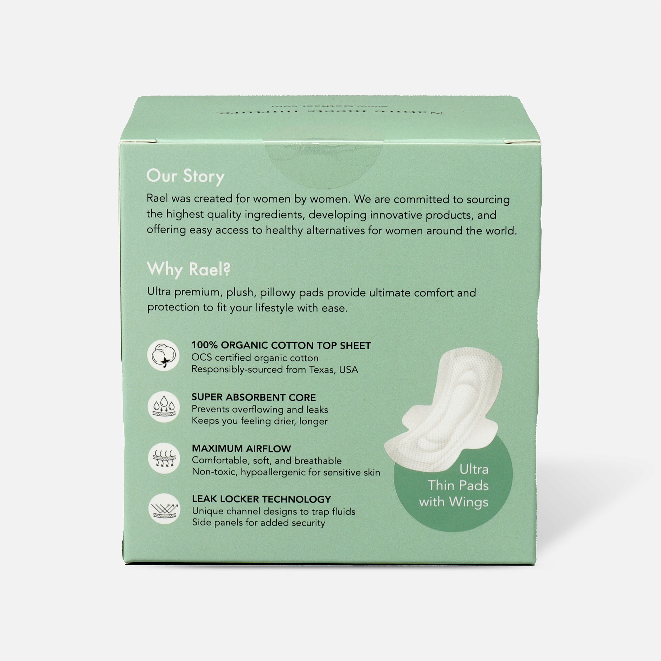 Rael Organic Cotton Cover Pads Regular, 14ct