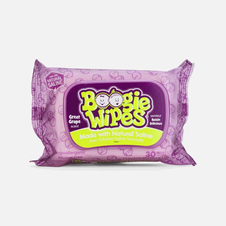 Boogie Wipes Saline Nose Wipes, Grape Scent, 30 ct., , large image number 0