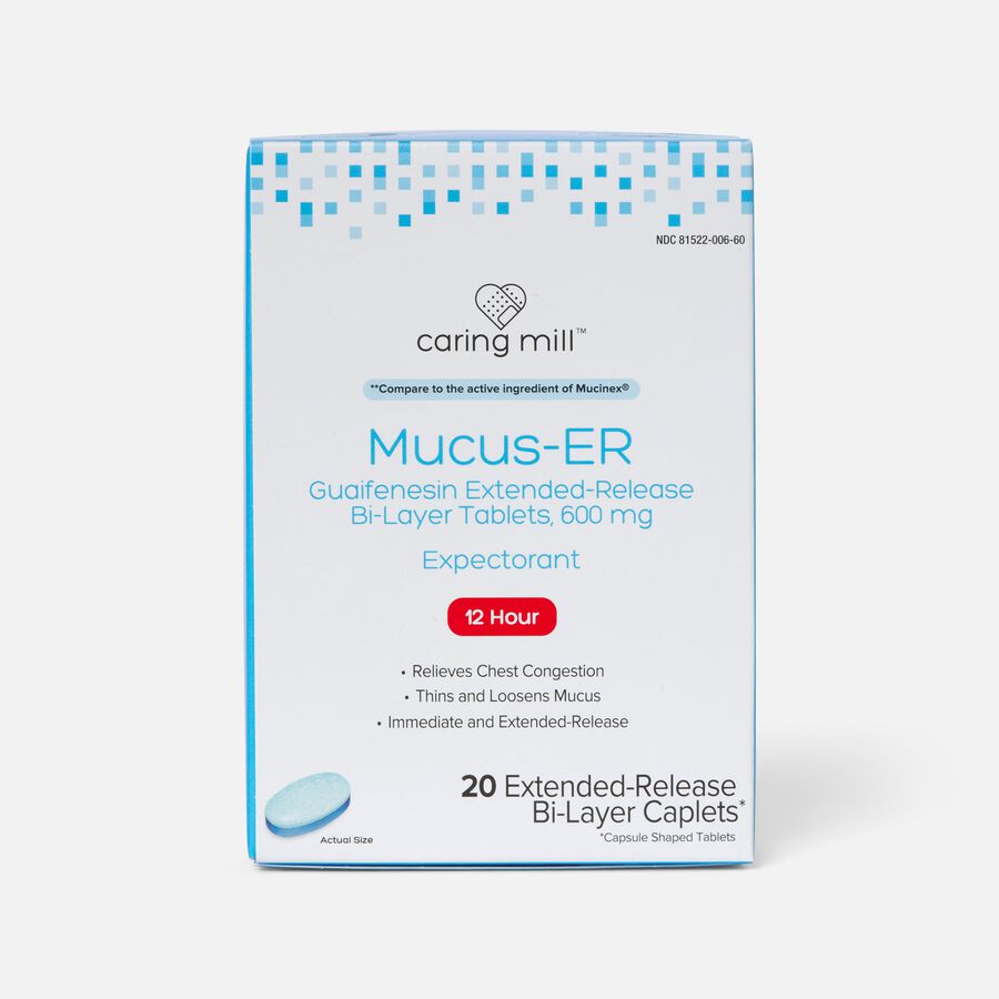 Caring Mill™ Mucus Guaifenesin Extended-Release Bi-Layer Caplets, 600 mg, 20 ct., , large image number 0