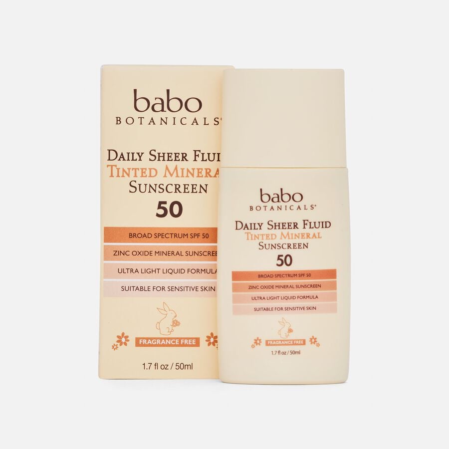 Babo Botanicals Daily Sheer Tinted Mineral Sunscreen Fluid, SPF 50, 1.7 fl oz., , large image number 0