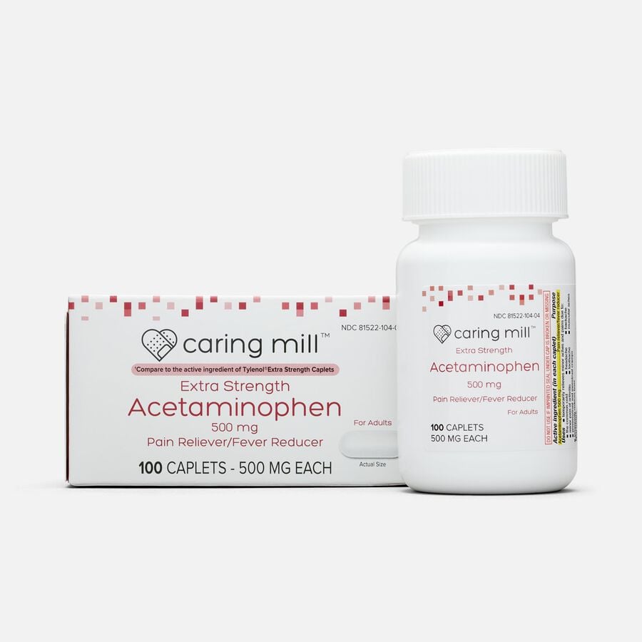 Caring Mill™ Acetaminophen Adult Pain Reliever/Fever Reducer Extra Strength Caplets, , large image number 0