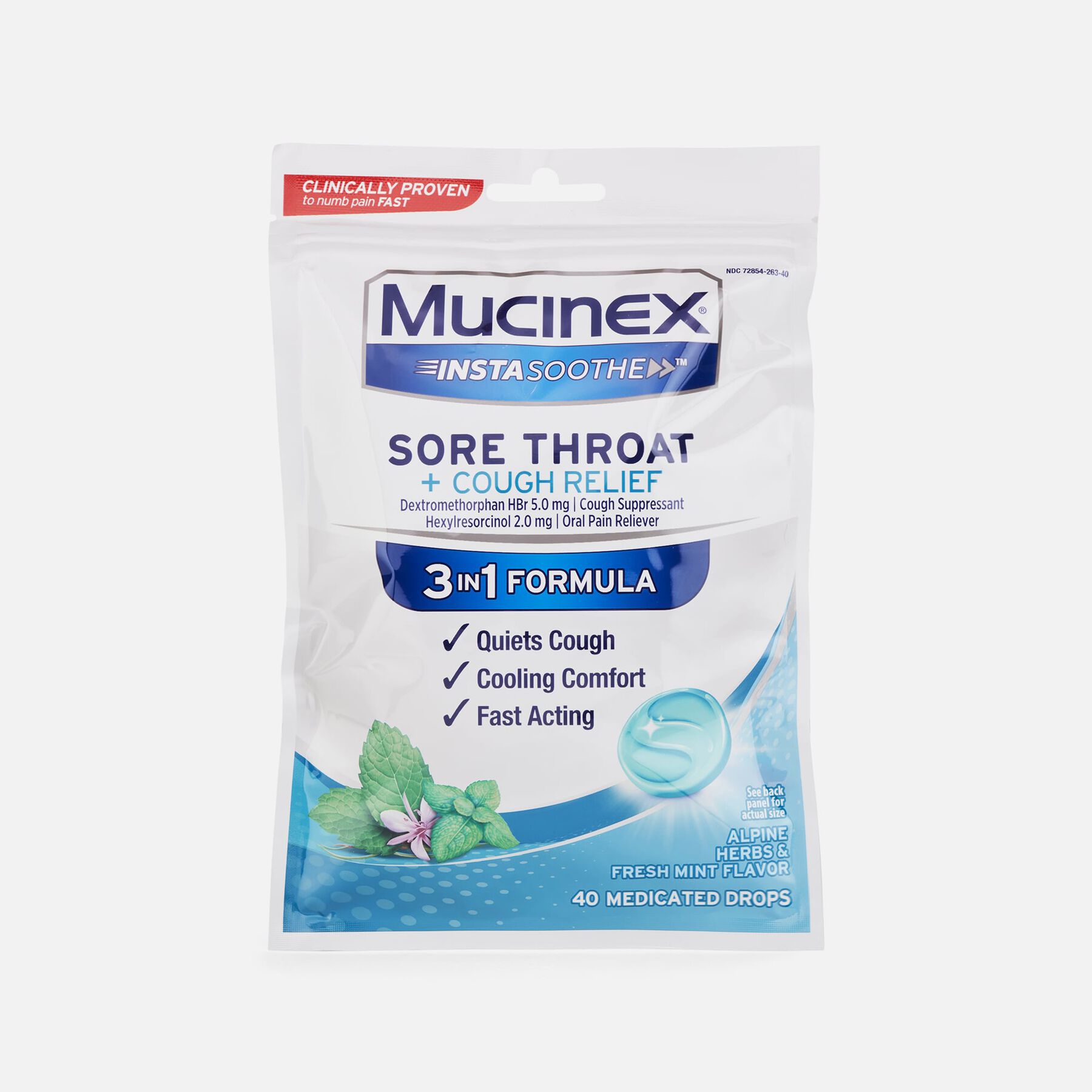 HSA Eligible Mucinex InstaSoothe Sore Throat + Cough Relief Alpine