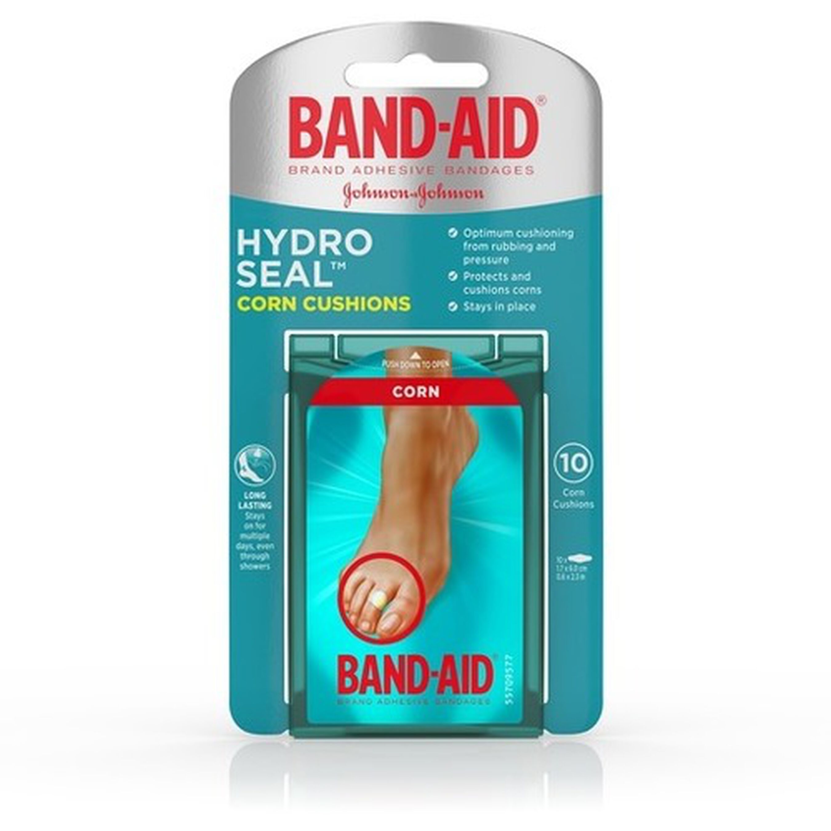 BandAid Hydro Seal Corn Cushion Bandages, Waterproof Corn Pads, Medium, 10 ct