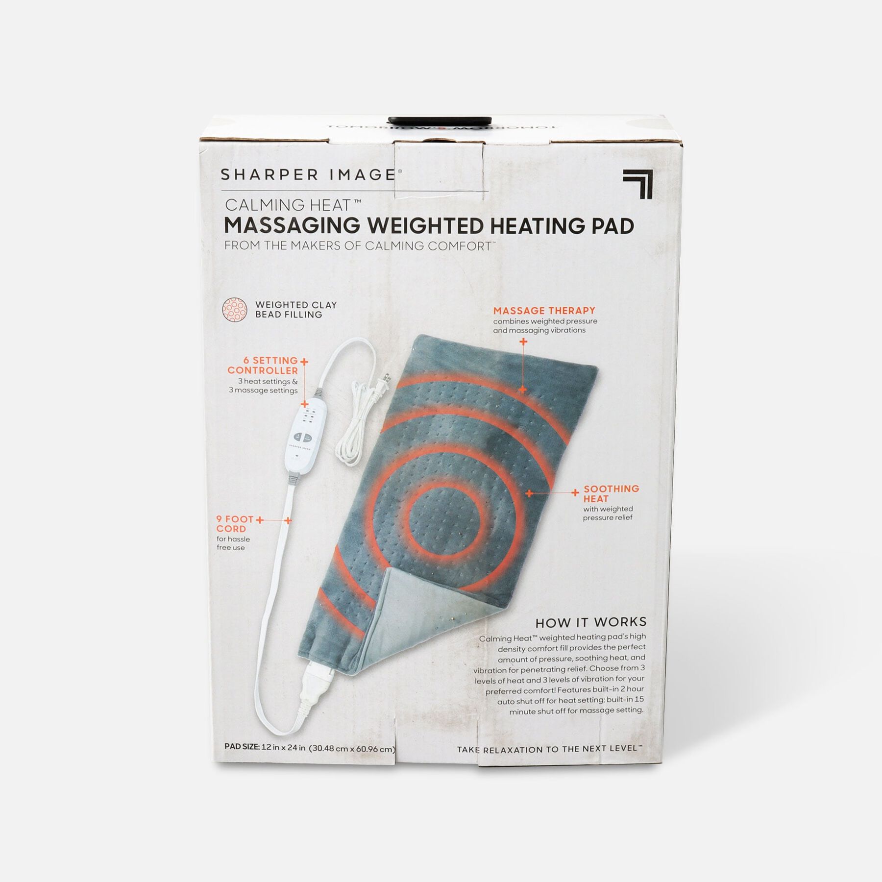 Sharper Image® Calming Heat Massaging Weighted Heating Pad, 6 Settings