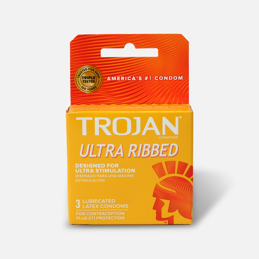 Trojan Ultra Ribbed Lubricated Latex Condoms, 36 ct., , large image number 0