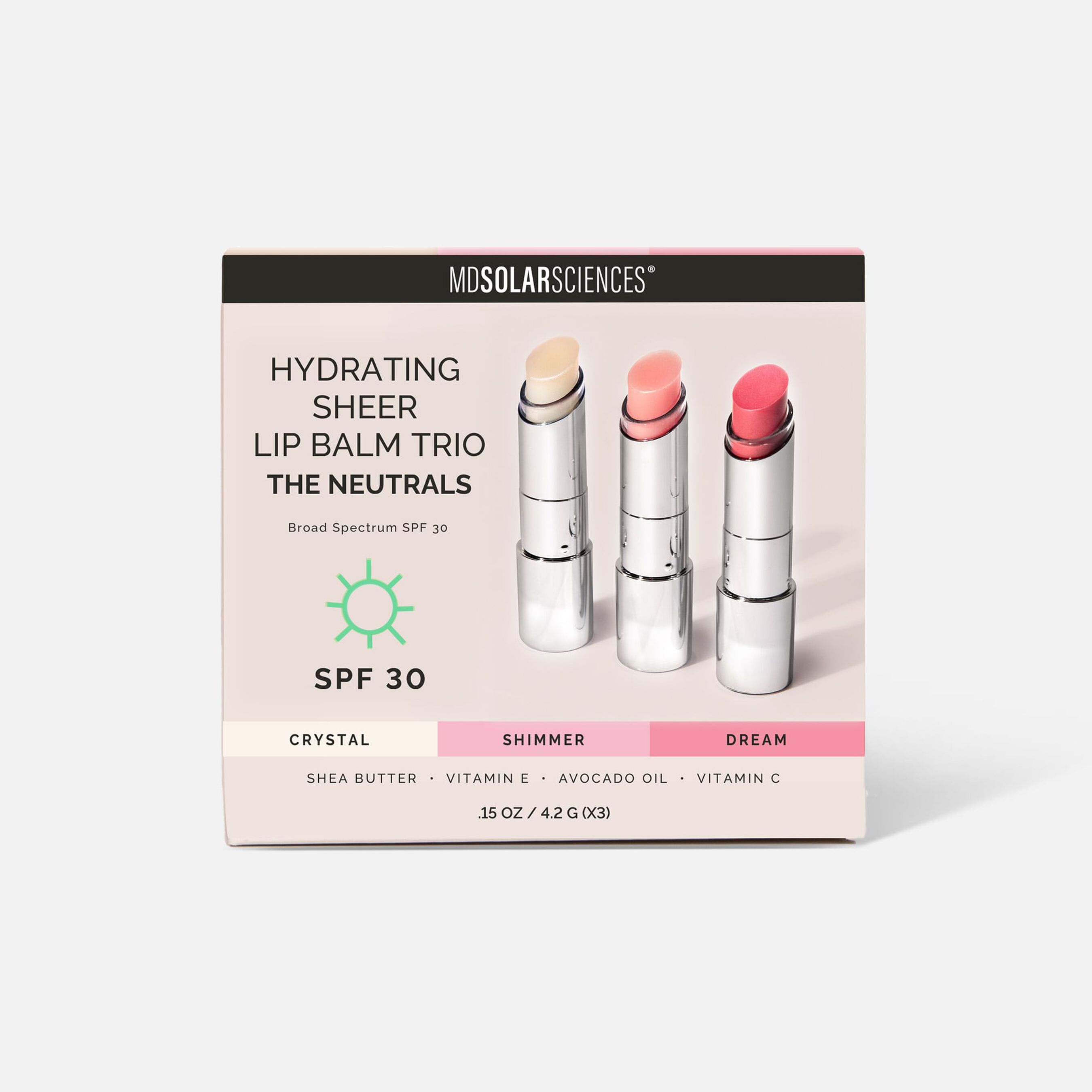 HSA Eligible MDSolarSciences Hydrating Sheer Lip Balm Trio, Neutrals