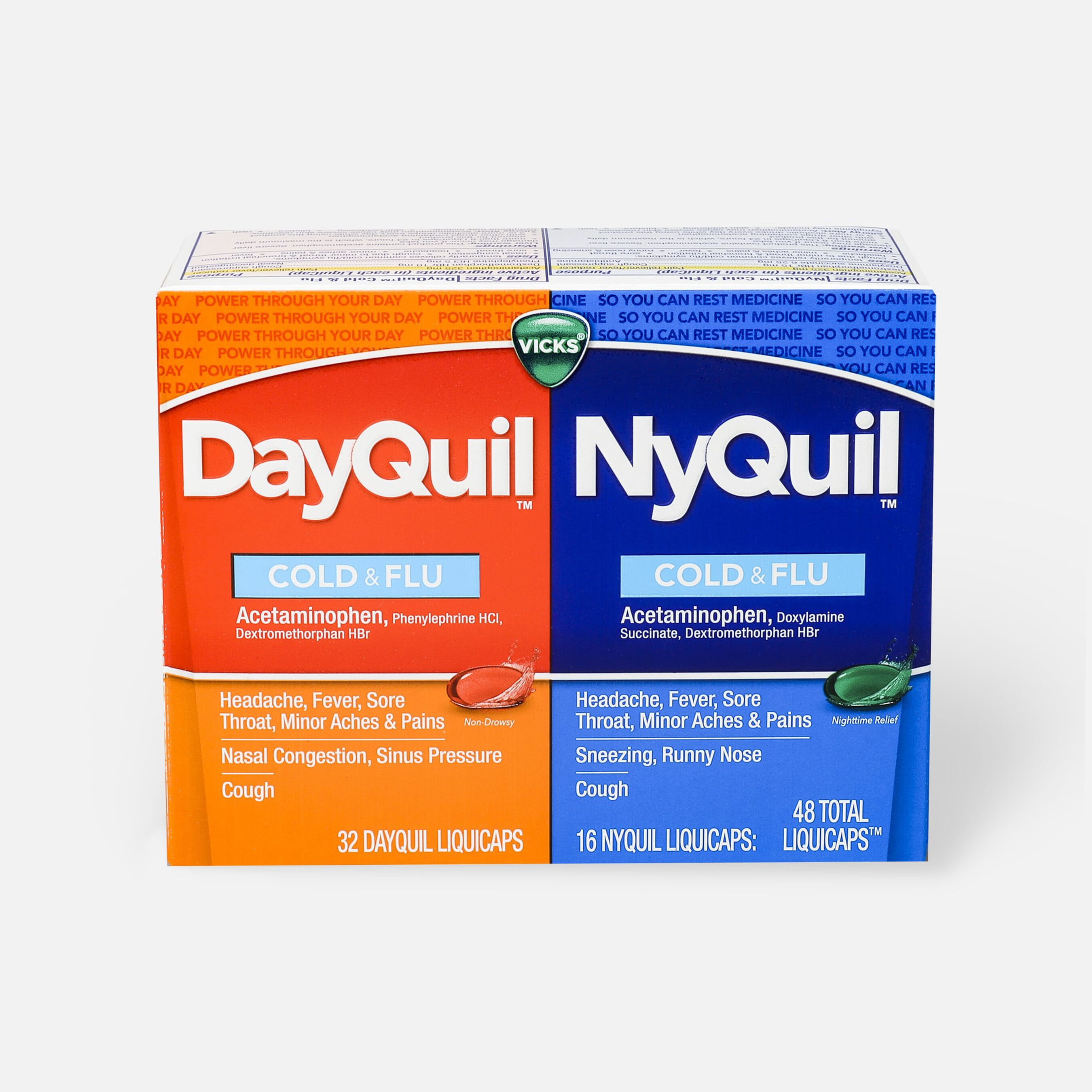Vicks DayQuil/NyQuil Cold and Flu Combo Liquicaps, 48 ct