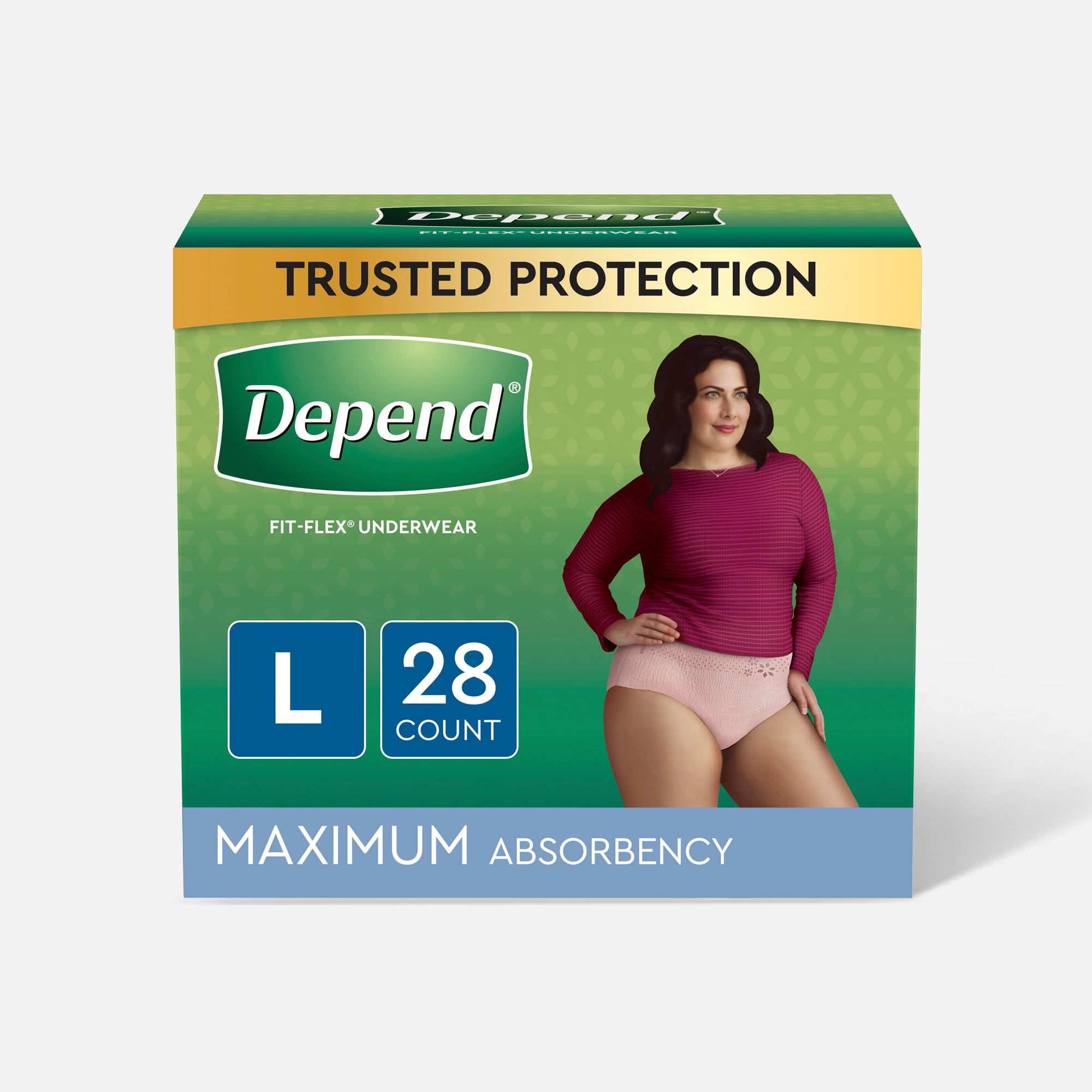 Depend Fit-Flex Underwear for Women Maximum Absorbency, Medium - 18 Diapers  ✓✓✓