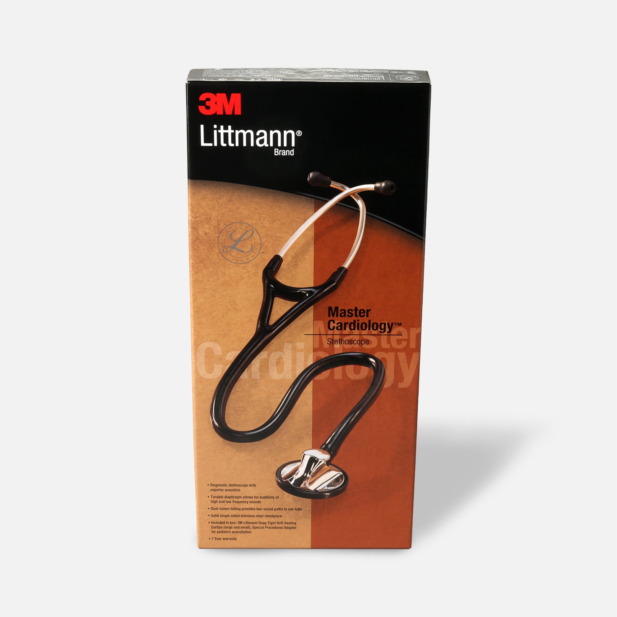 3M Littmann Master Cardiology Stethoscope, 27, Black Tube, Stainless Steel Finish Chestpiece