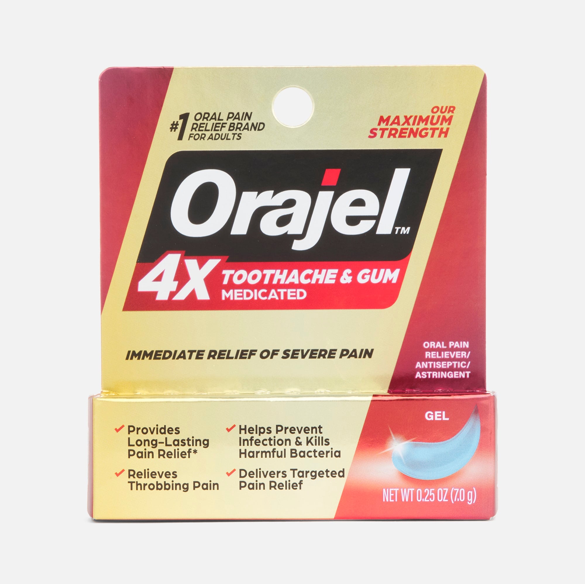 HSA Eligible Orajel 3X Medicated Gel for Toothache and Gum, .42 oz