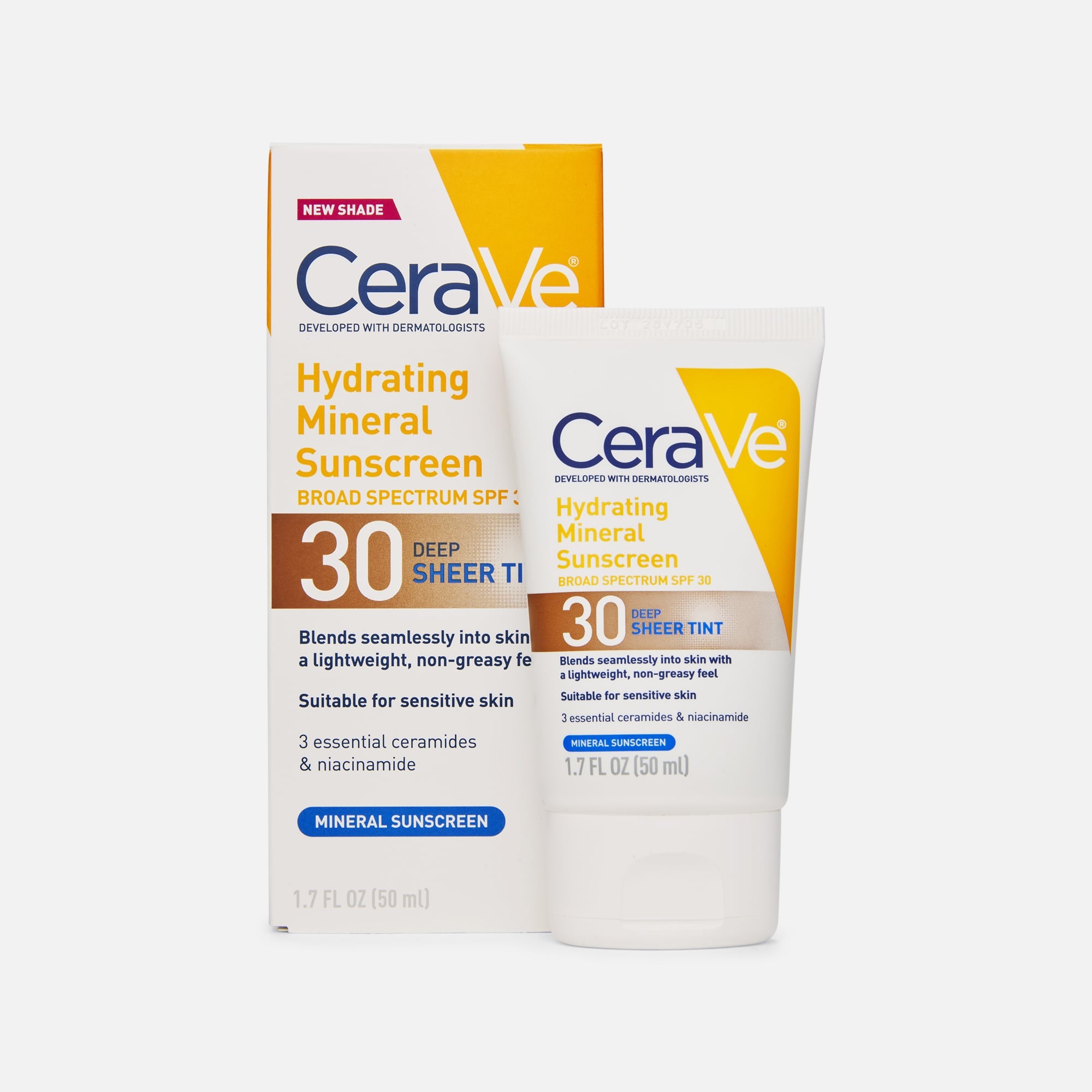 CeraVe Mineral Tinted Face Sunscreen SPF 30, Medium Sheer, 1.7 oz.