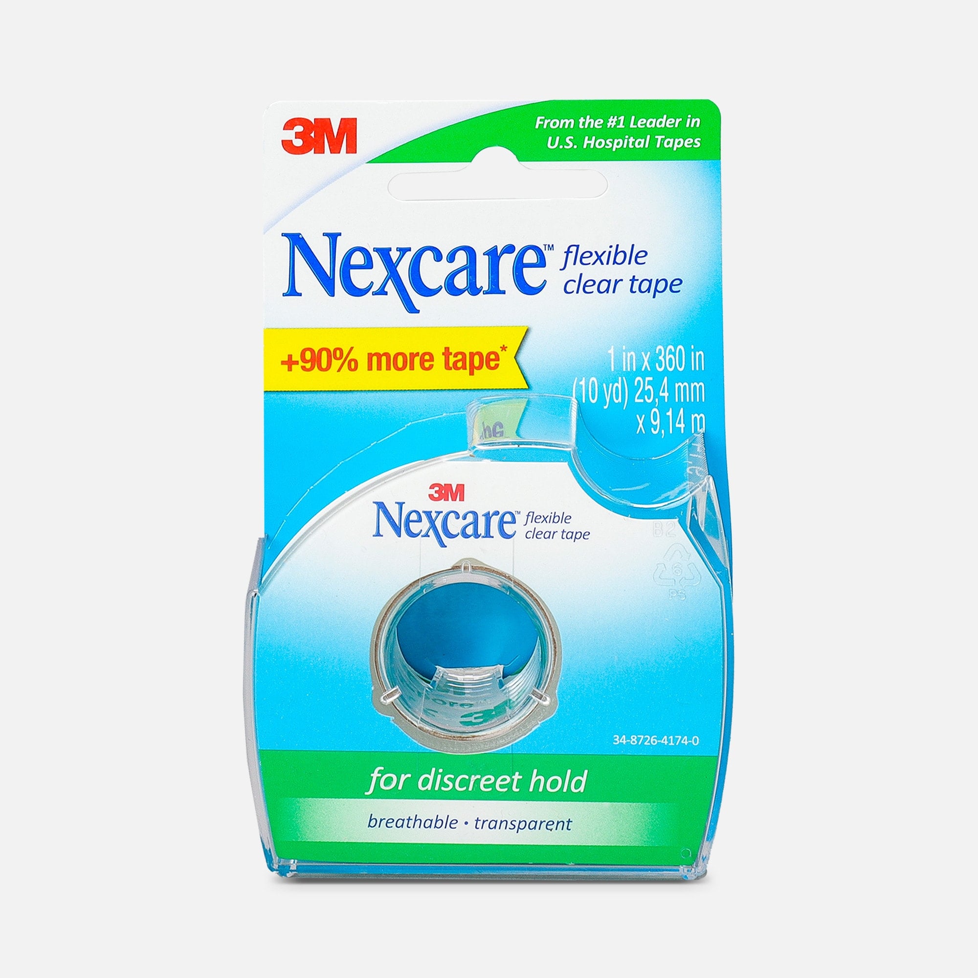 Nexcare Flexible Clear First Aid Tape Dispenser, 1" x 10 yds