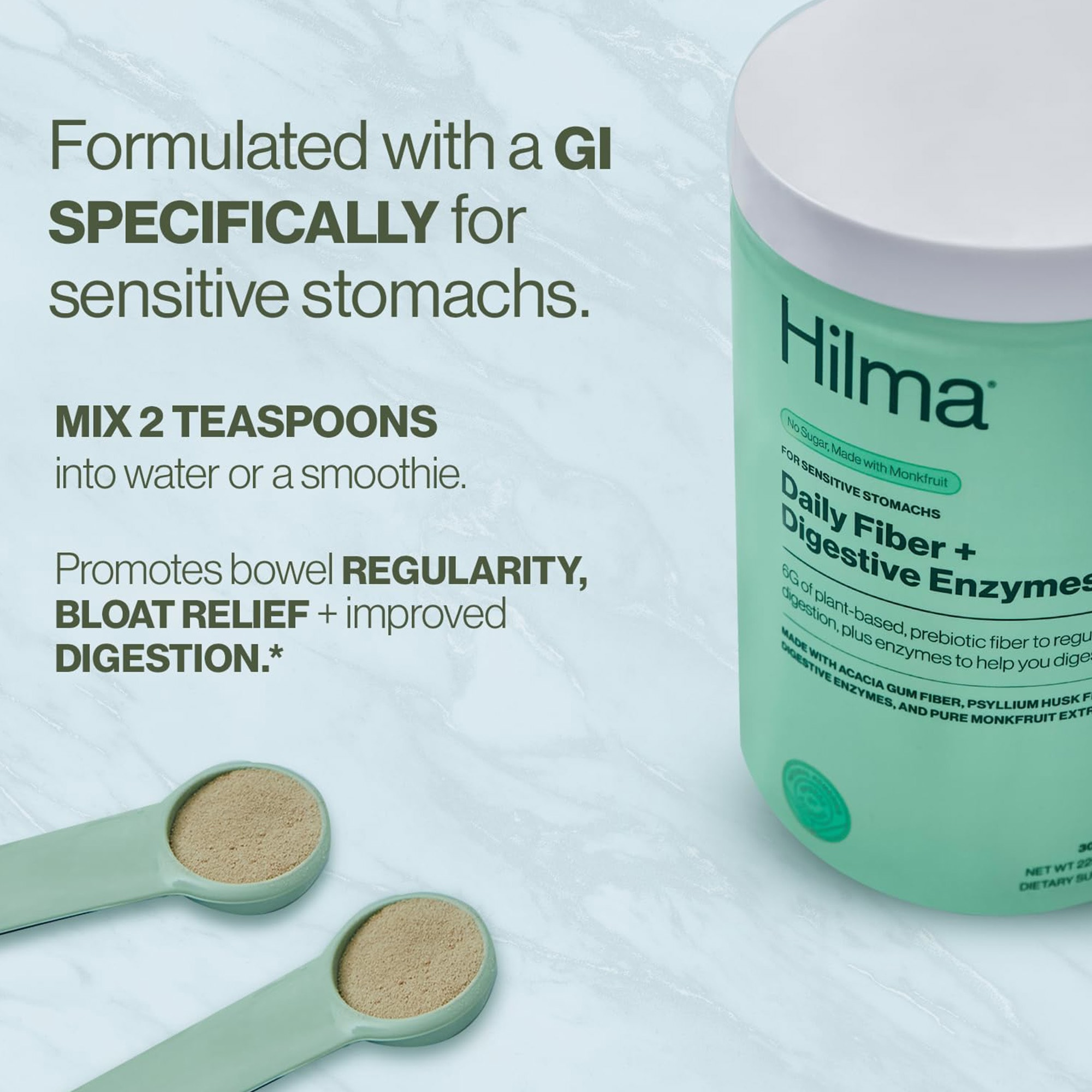 Hilma Daily Fiber Supplement + Digestive Enzymes, 8.36 oz., 30
