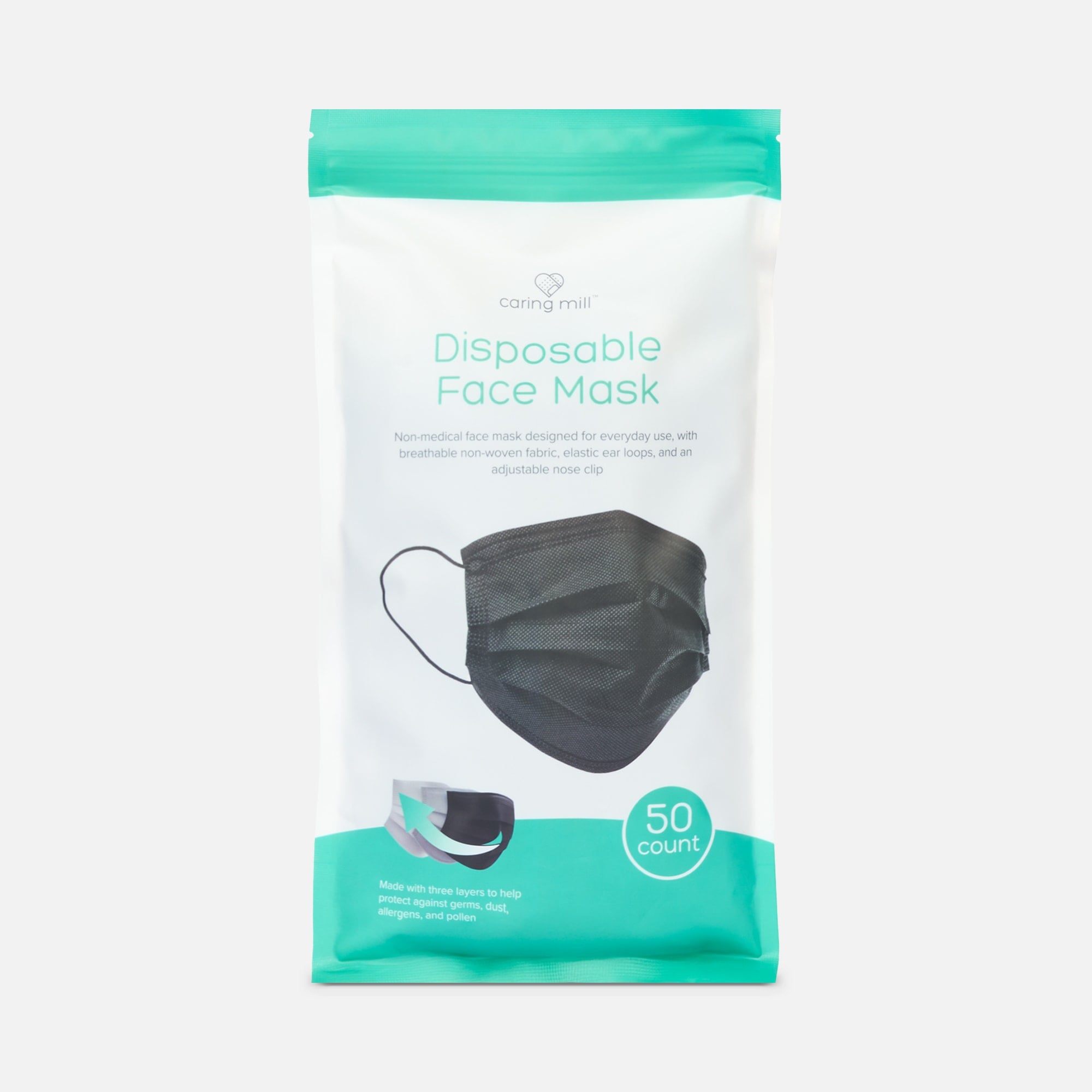 Caring Mill™ Disposable Face Mask, Black, 50 ct.