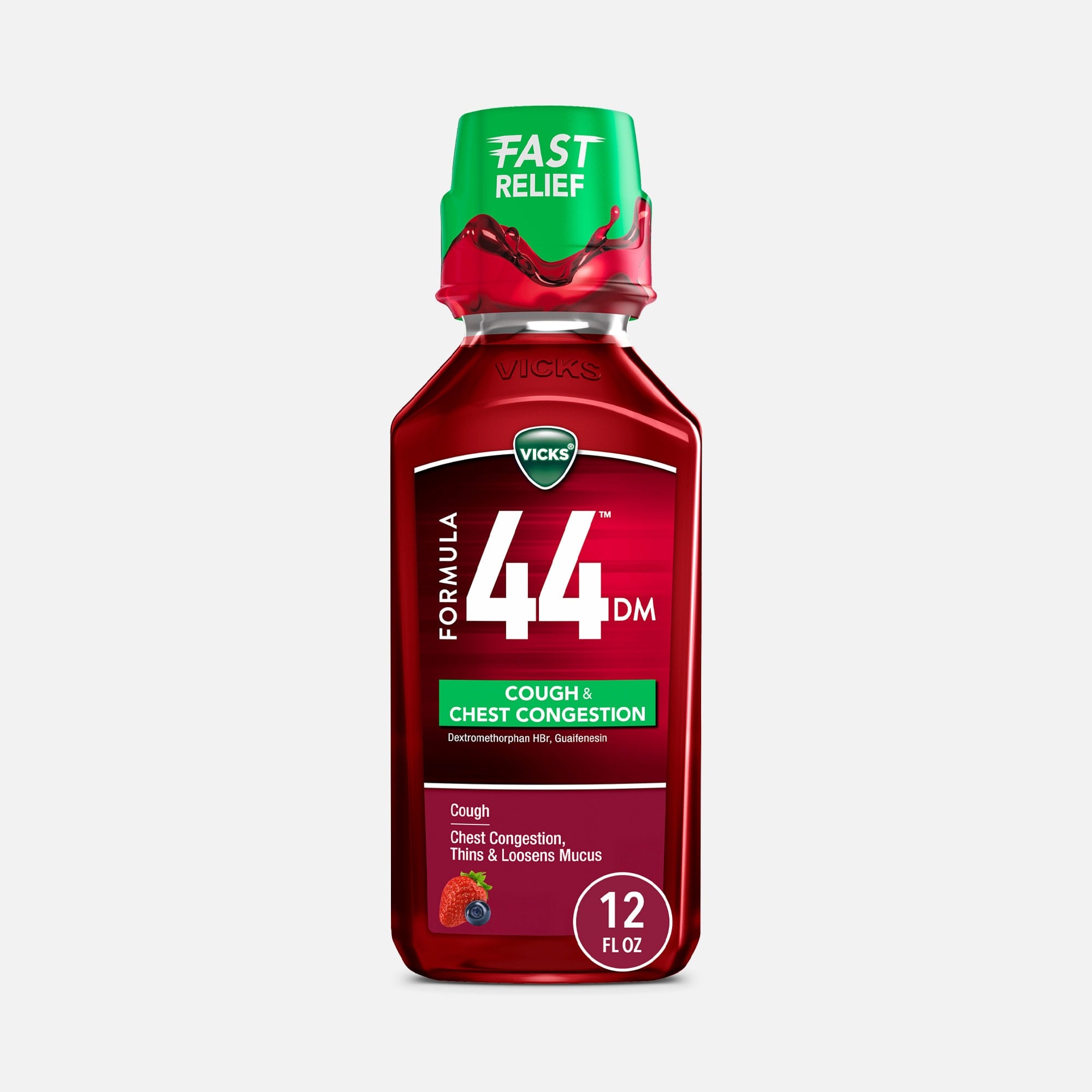 Vicks® Formula 44™ DM Cough & Congestion Liquid Cough Medicine, Berry, 12 fl oz.