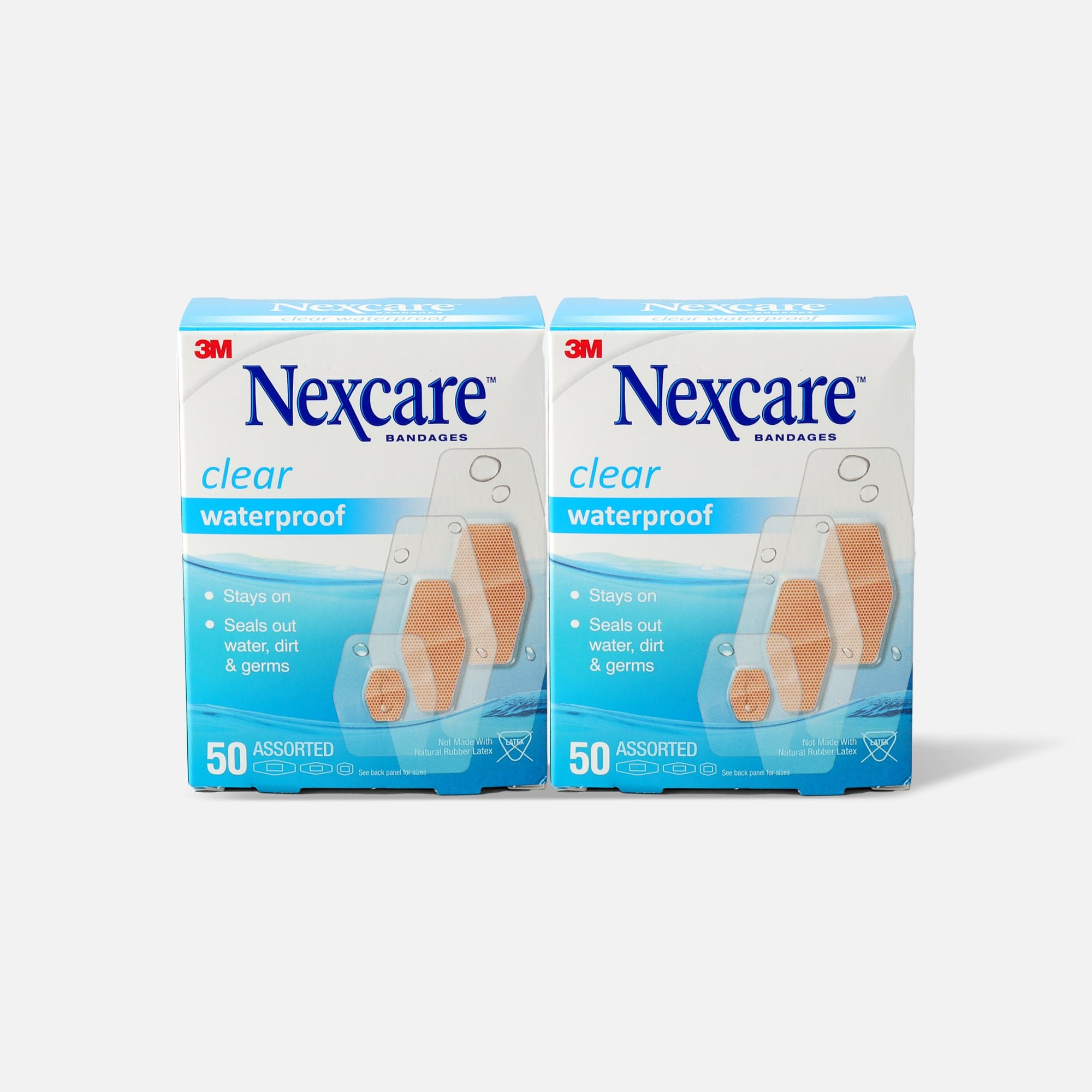 Waterproof, Clear Bandages, Assorted Sizes, 50/Box