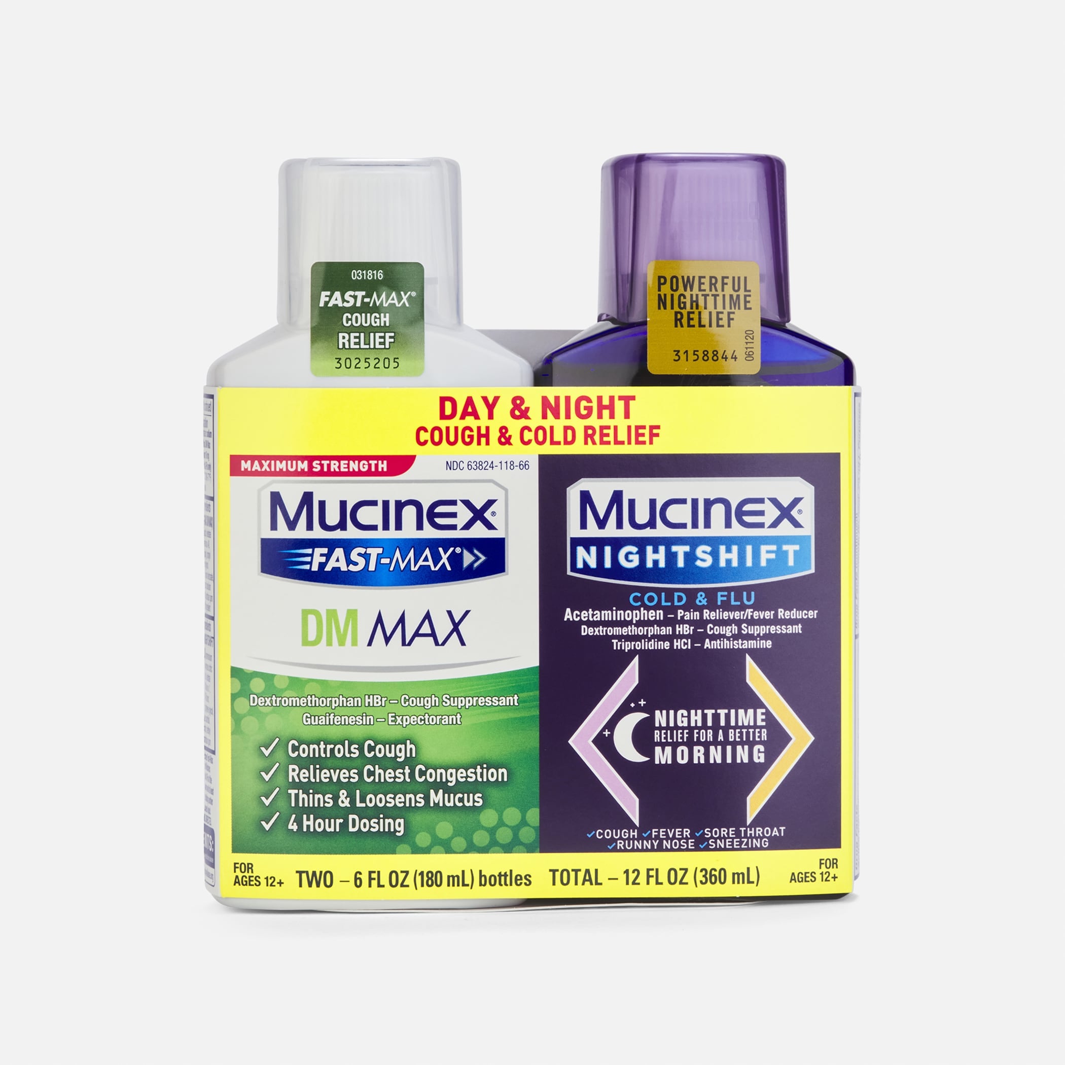 Mucinex Fast-Max DM Max & Nightshift Cold & Flu Combo Pack, 6 fl oz. each