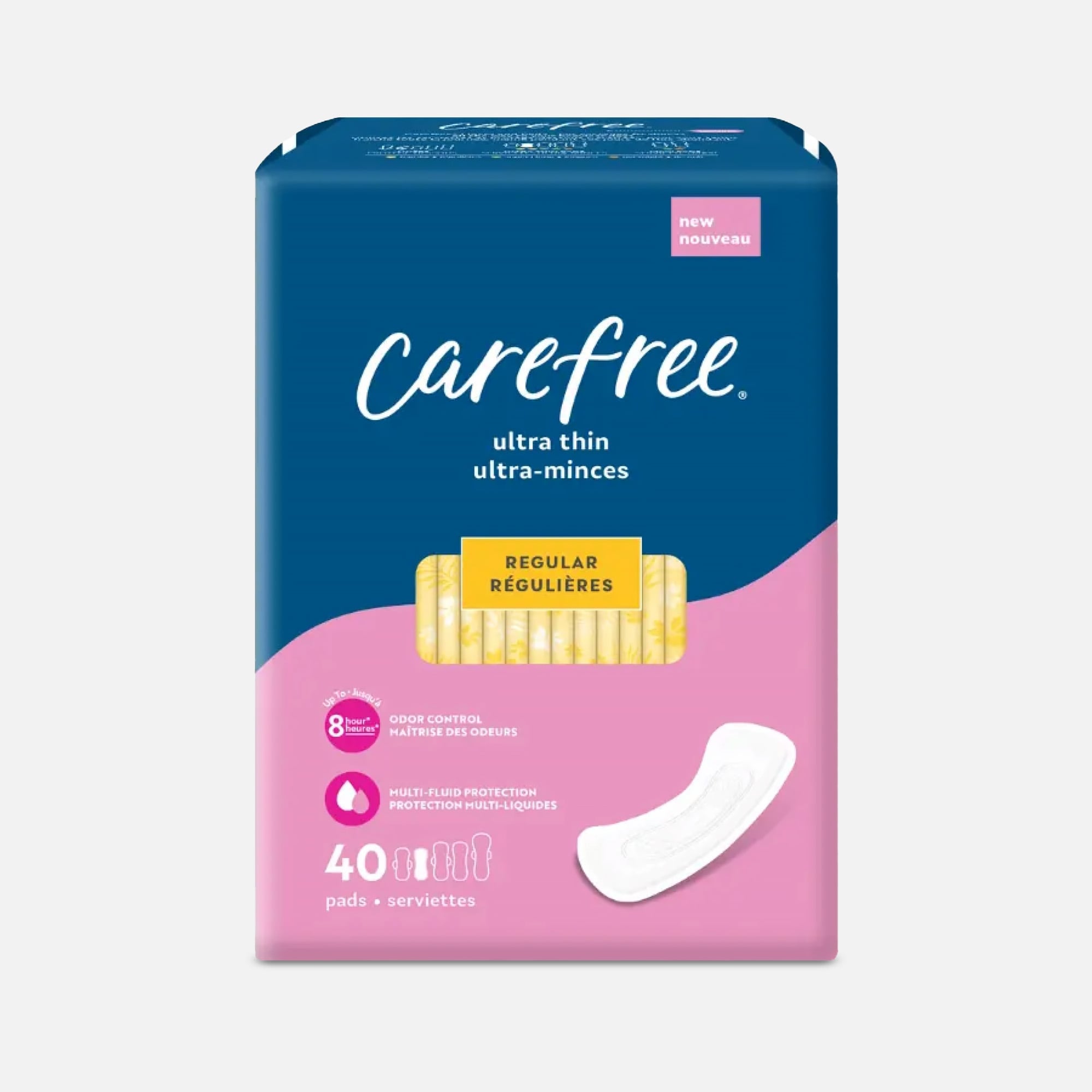 Carefree Ultra Thin Regular Pads, Wingless, 40 ct.